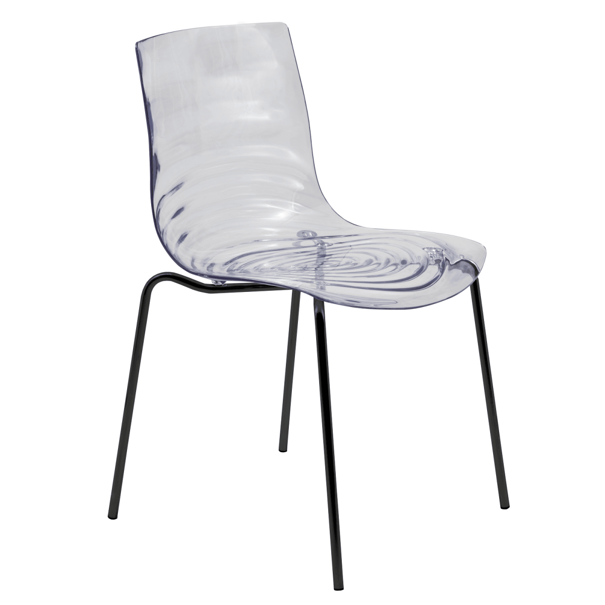Leisuremod Dining Chair Clear / Black Astor Dining Chair Modern ABS Plastic Side Chair with Stainless-Steel Legs