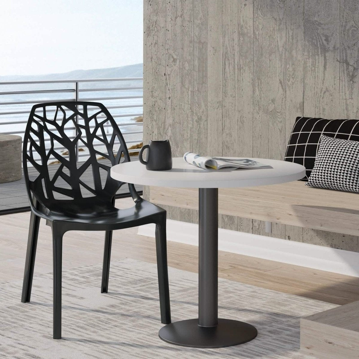 Leisuremod Dining Chair Cornelia Modern ABS Plastic Stackable Dining Chair with Cut-Out Tree Design