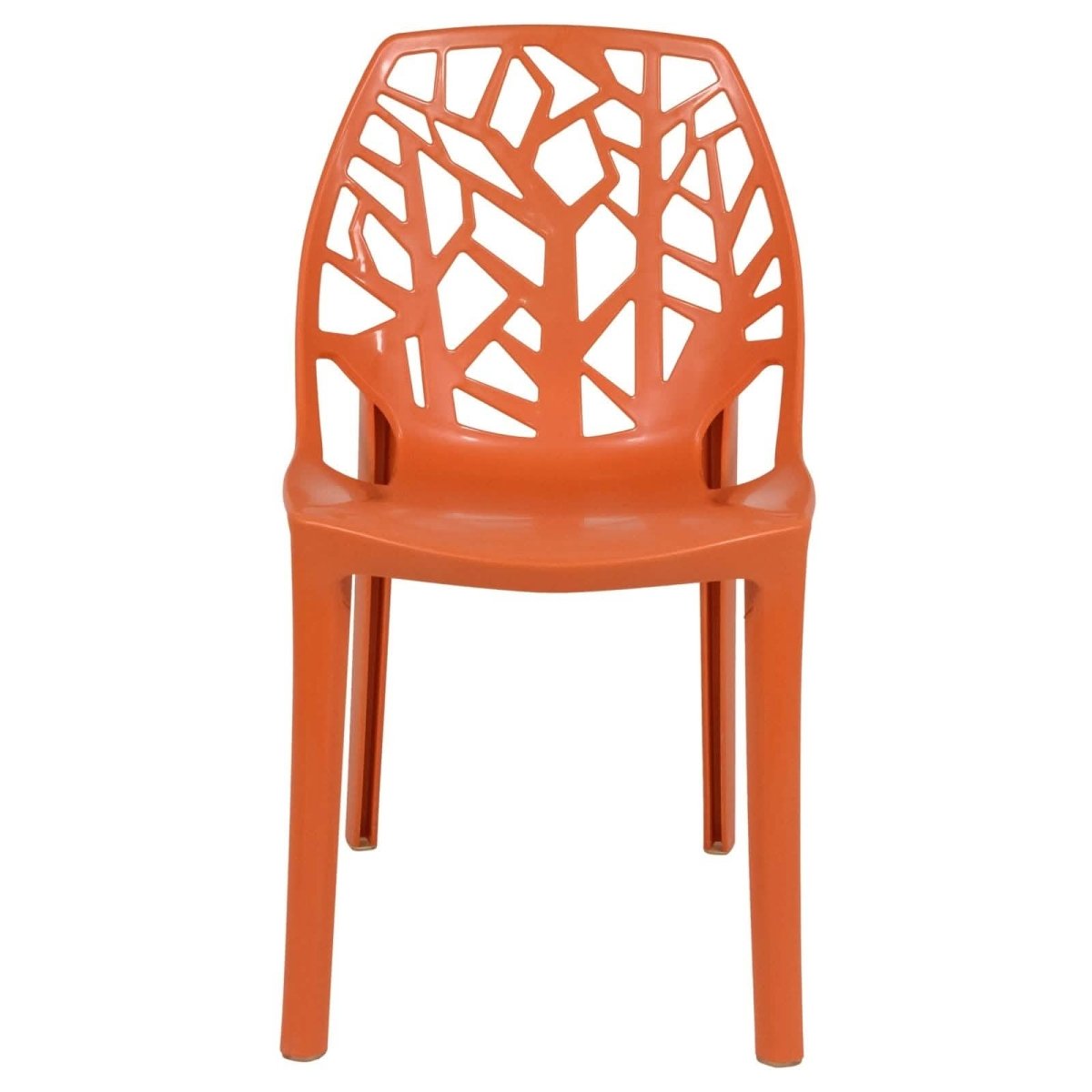 Leisuremod Dining Chair Cornelia Modern ABS Plastic Stackable Dining Chair with Cut-Out Tree Design