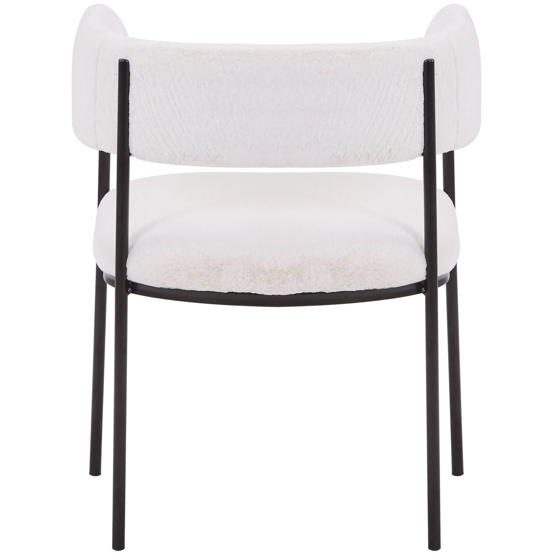 Cyril Dining Chair in Leather or Velvet with Open Back Design and Powder-Coated Iron Frame White Dining Chair Leisuremod