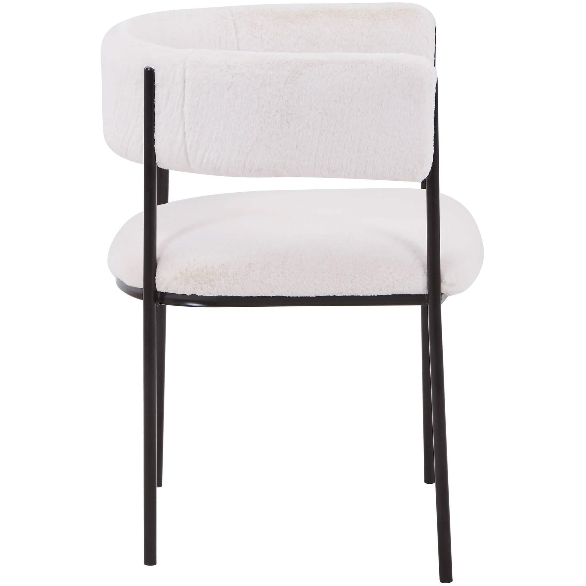 Cyril Dining Chair in Leather or Velvet with Open Back Design and Powder-Coated Iron Frame White Dining Chair Leisuremod