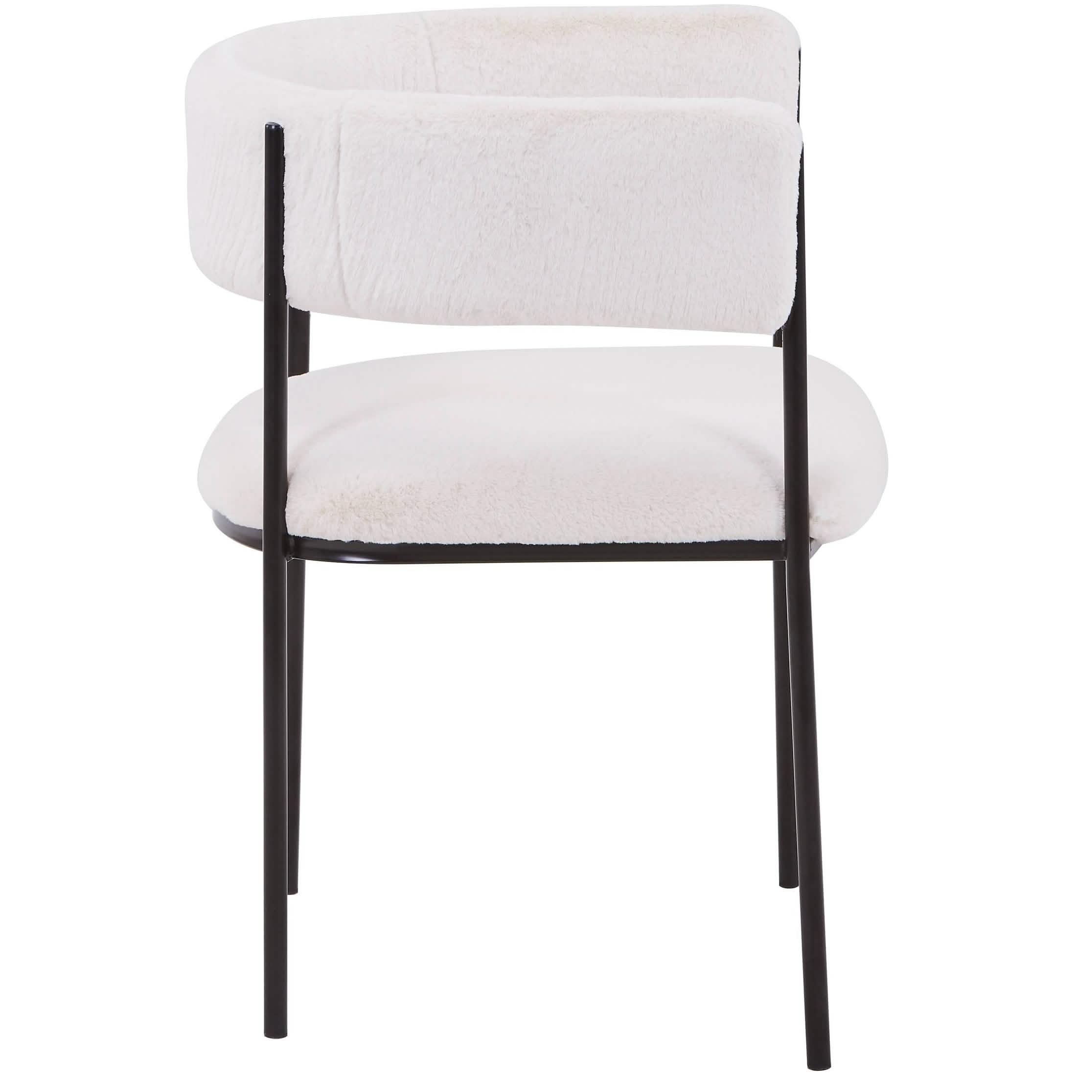 Cyril Dining Chair in Leather or Velvet with Open Back Design and Powder-Coated Iron Frame White Dining Chair Leisuremod