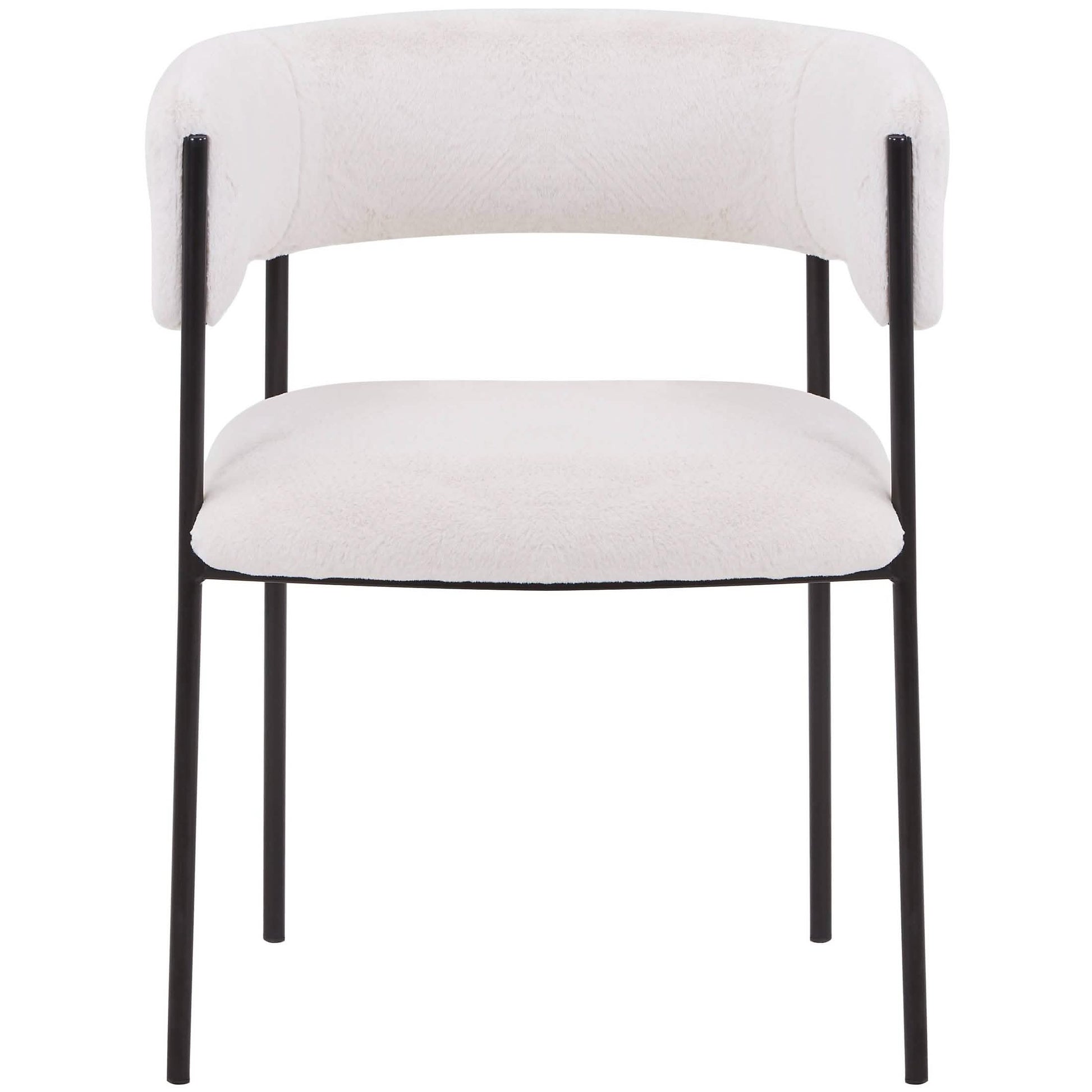 Cyril Dining Chair in Leather or Velvet with Open Back Design and Powder-Coated Iron Frame White Dining Chair Leisuremod