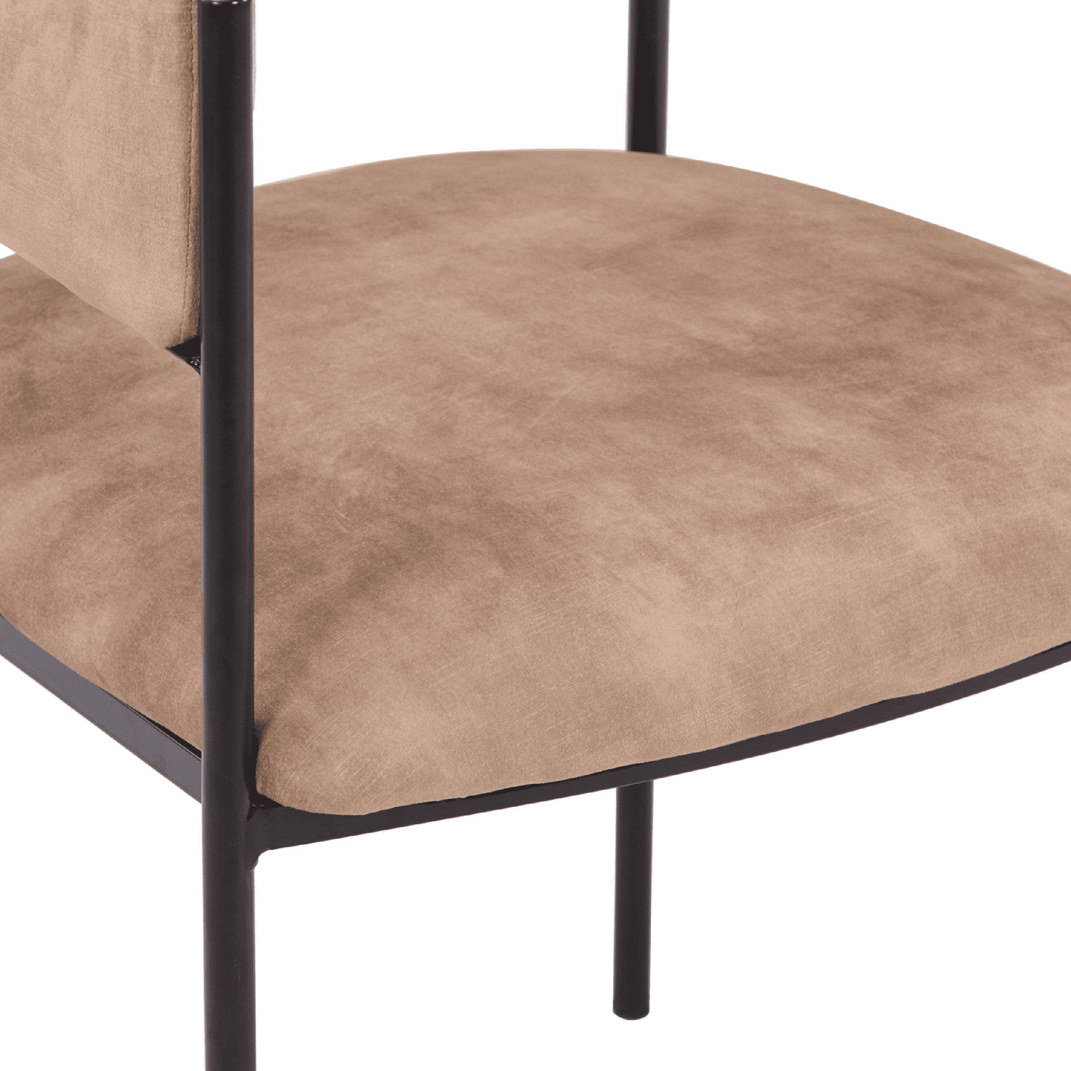 Cyril Dining Chair in Leather or Velvet with Open Back Design and Powder-Coated Iron Frame Light Brown Dining Chair Leisuremod