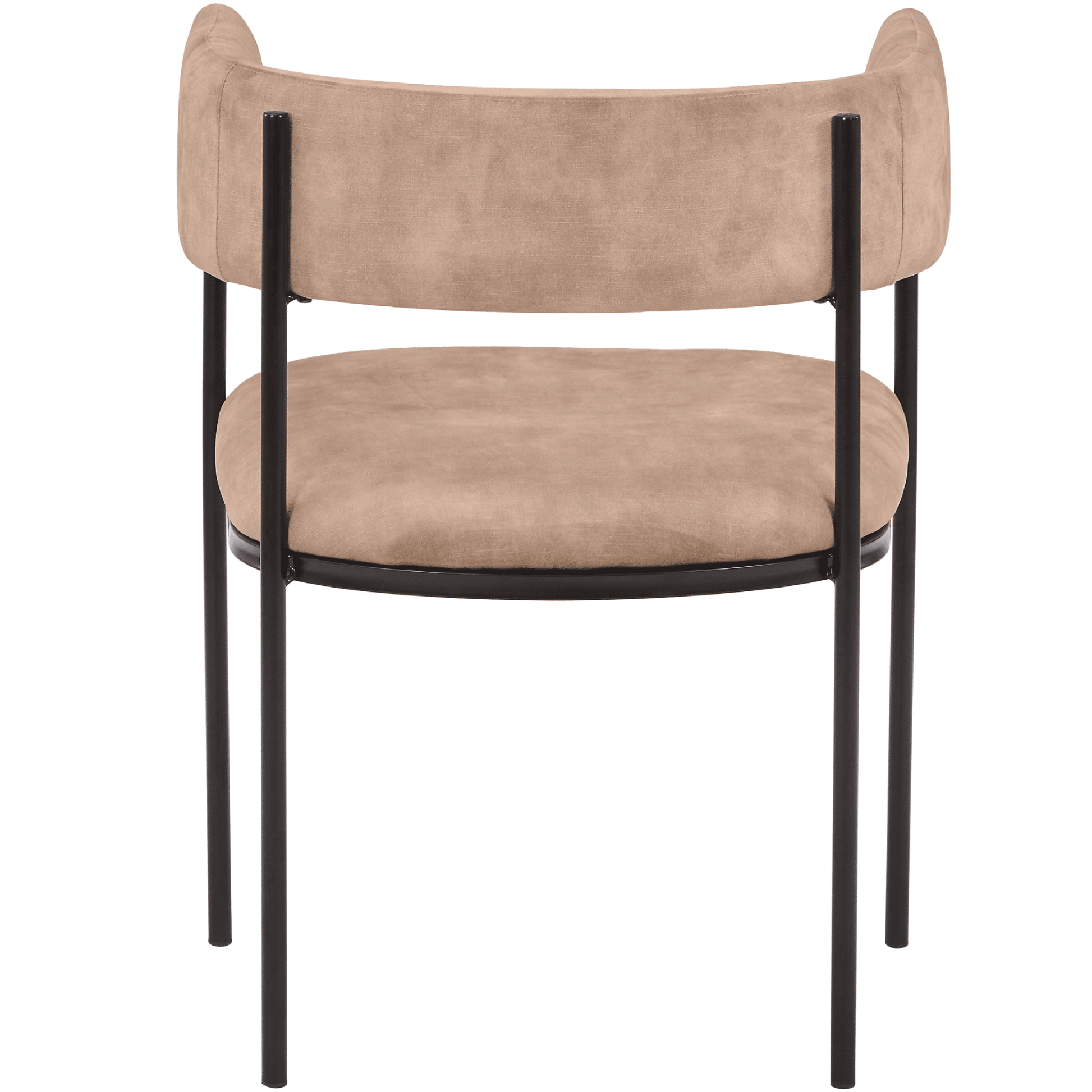 Cyril Dining Chair in Leather or Velvet with Open Back Design and Powder-Coated Iron Frame Light Brown Dining Chair Leisuremod