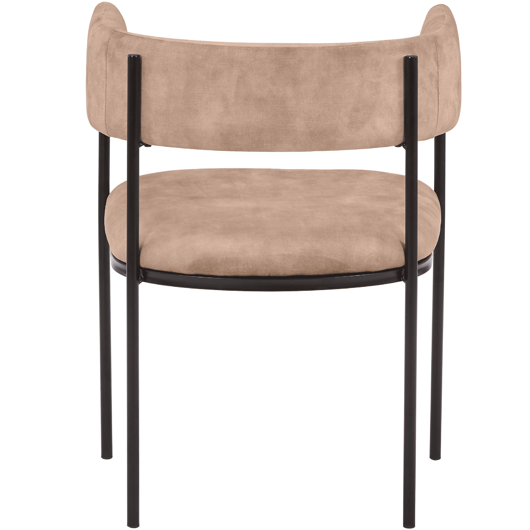 Cyril Dining Chair in Leather or Velvet with Open Back Design and Powder-Coated Iron Frame Light Brown Dining Chair Leisuremod