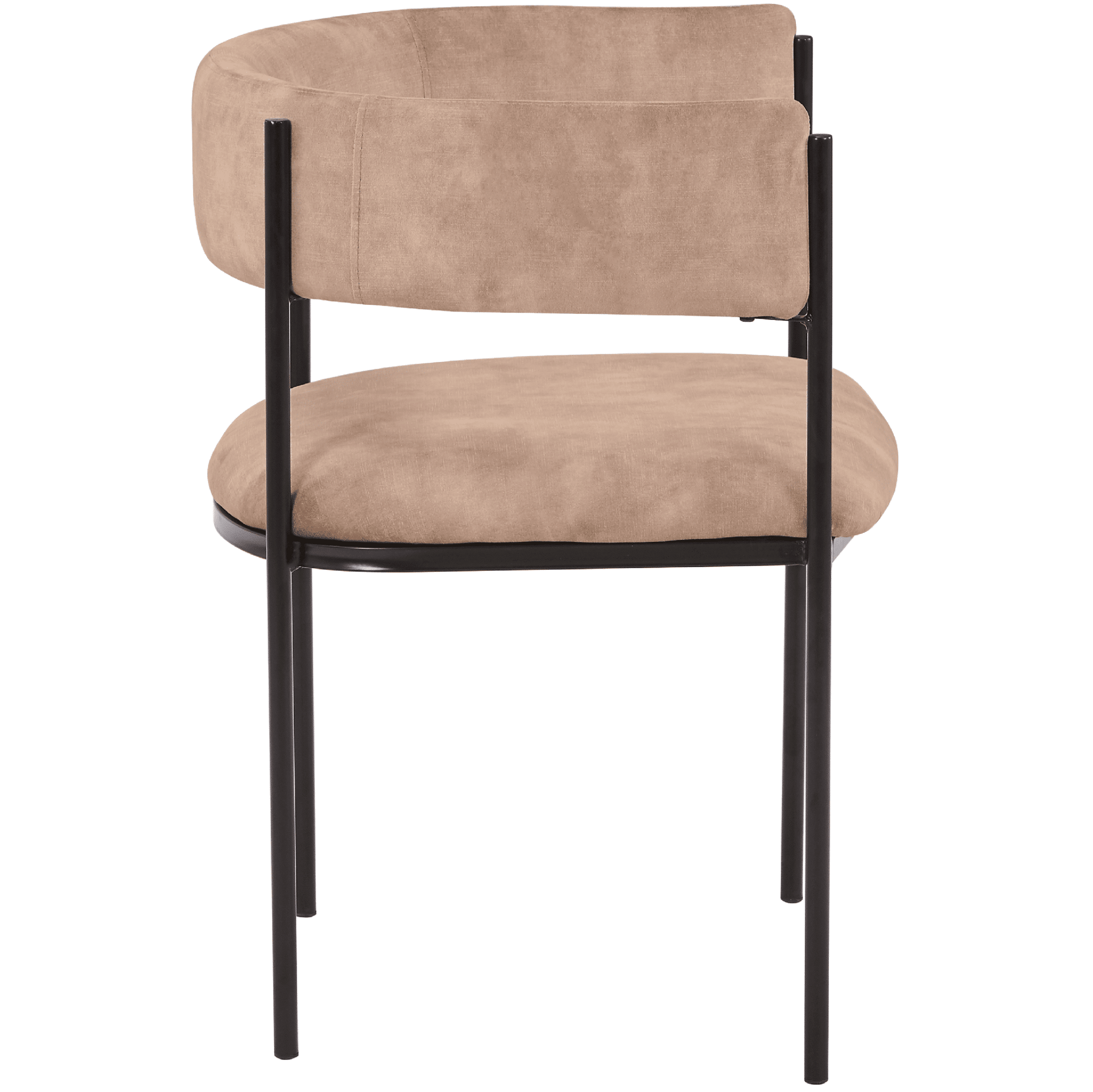 Cyril Dining Chair in Leather or Velvet with Open Back Design and Powder-Coated Iron Frame Light Brown Dining Chair Leisuremod