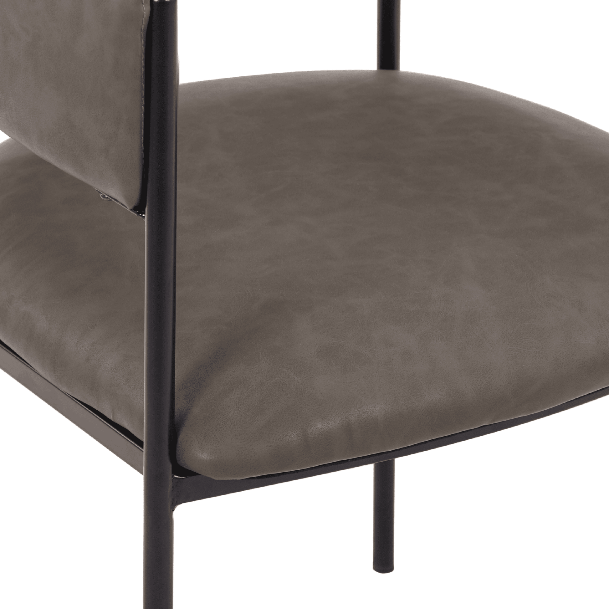Cyril Dining Chair in Leather or Velvet with Open Back Design and Powder-Coated Iron Frame Charcoal Dining Chair Leisuremod