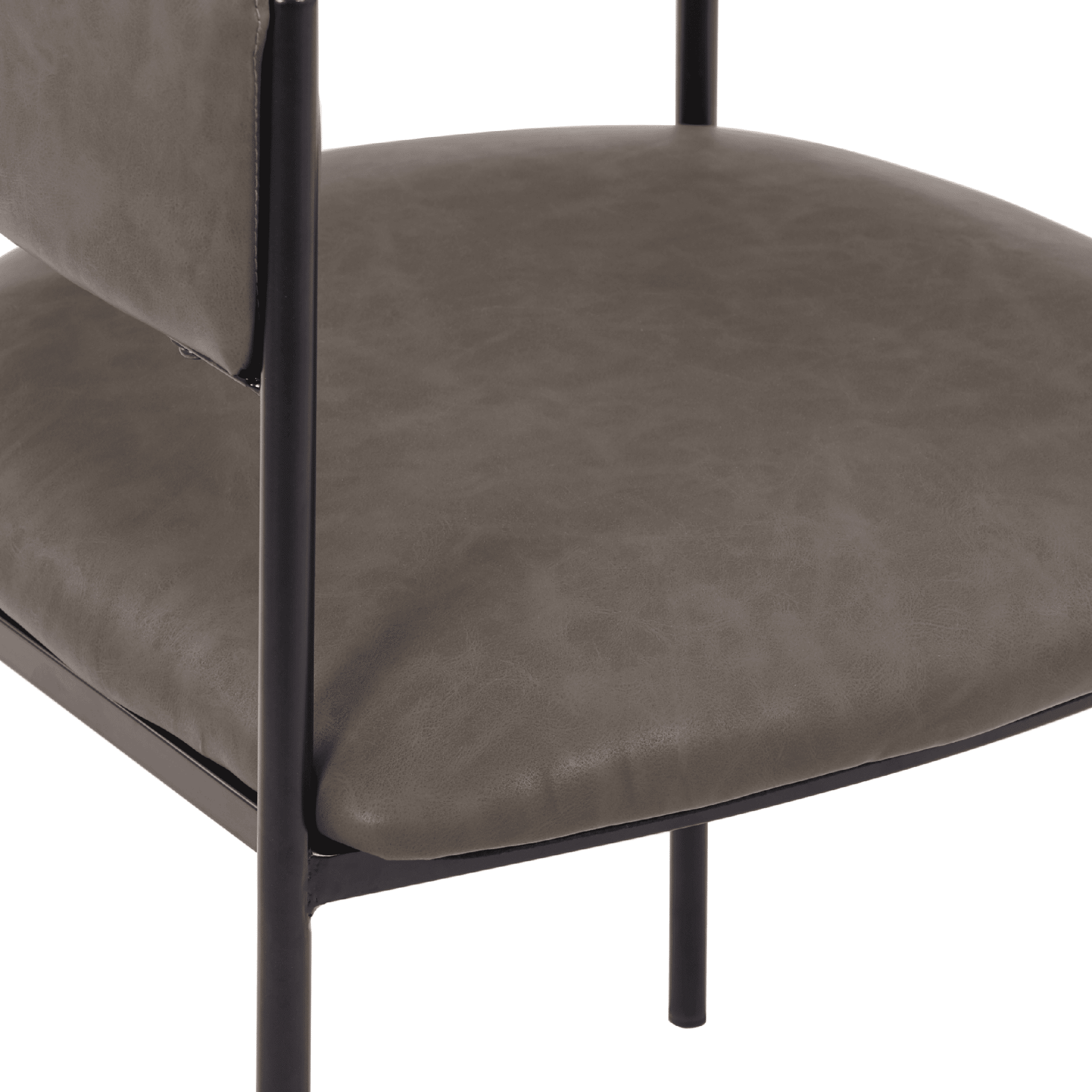 Cyril Dining Chair in Leather or Velvet with Open Back Design and Powder-Coated Iron Frame Charcoal Dining Chair Leisuremod