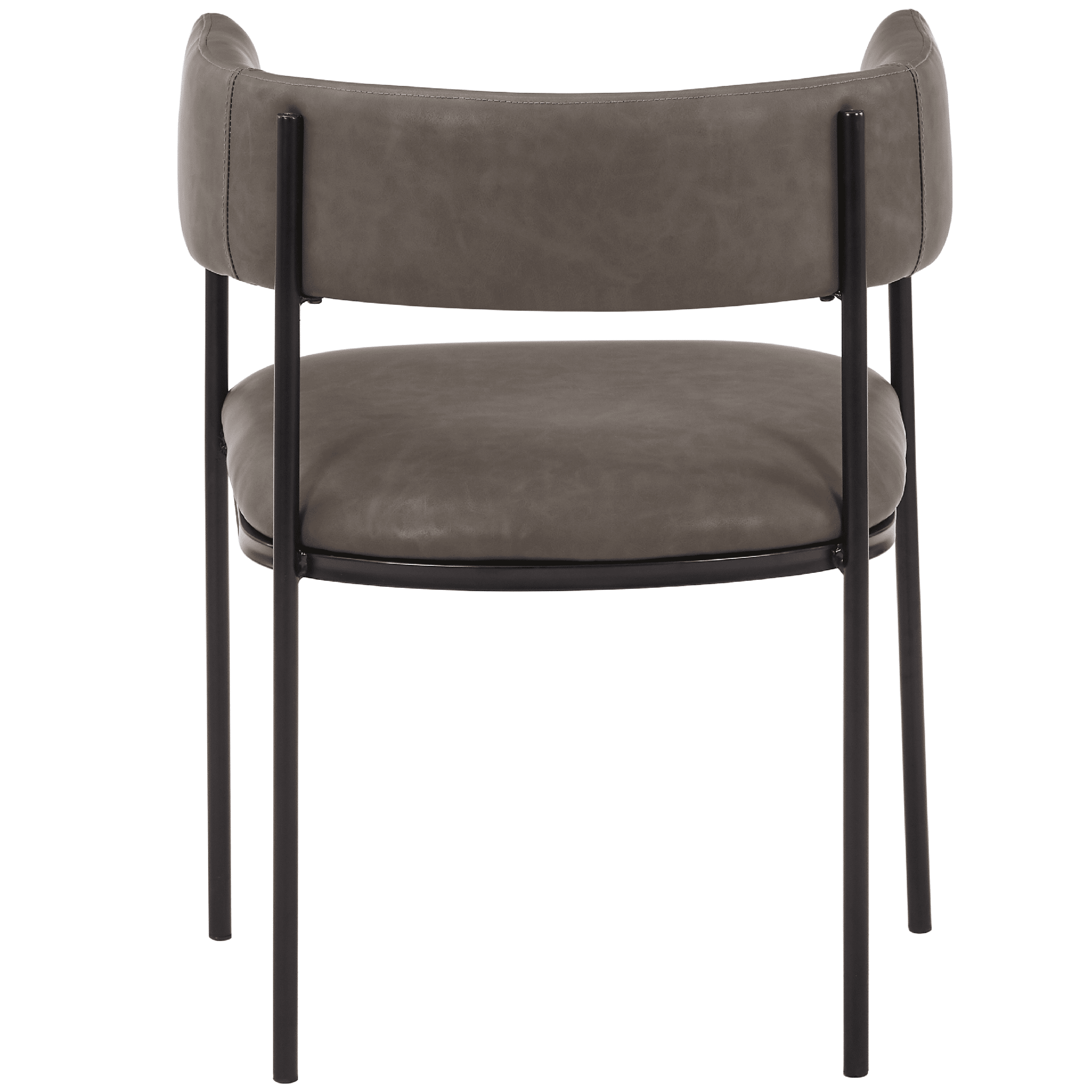 Cyril Dining Chair in Leather or Velvet with Open Back Design and Powder-Coated Iron Frame Charcoal Dining Chair Leisuremod