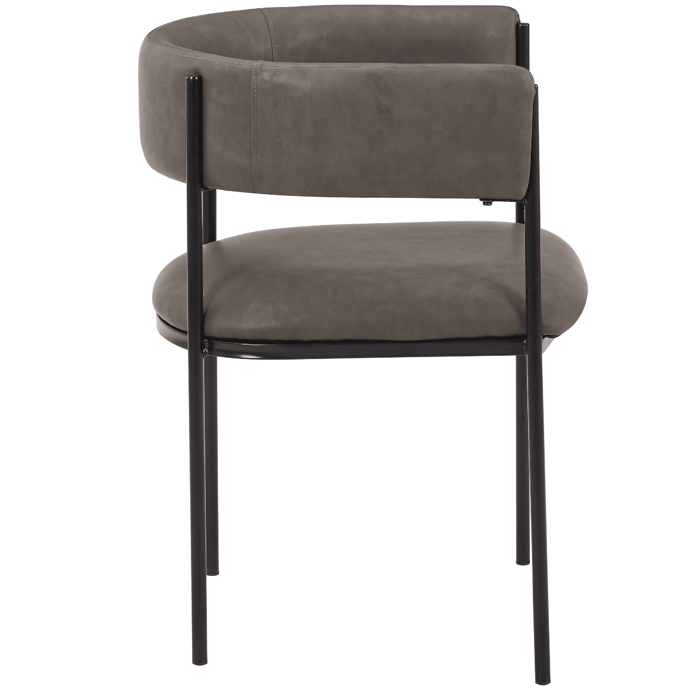 Cyril Dining Chair in Leather or Velvet with Open Back Design and Powder-Coated Iron Frame Charcoal Dining Chair Leisuremod