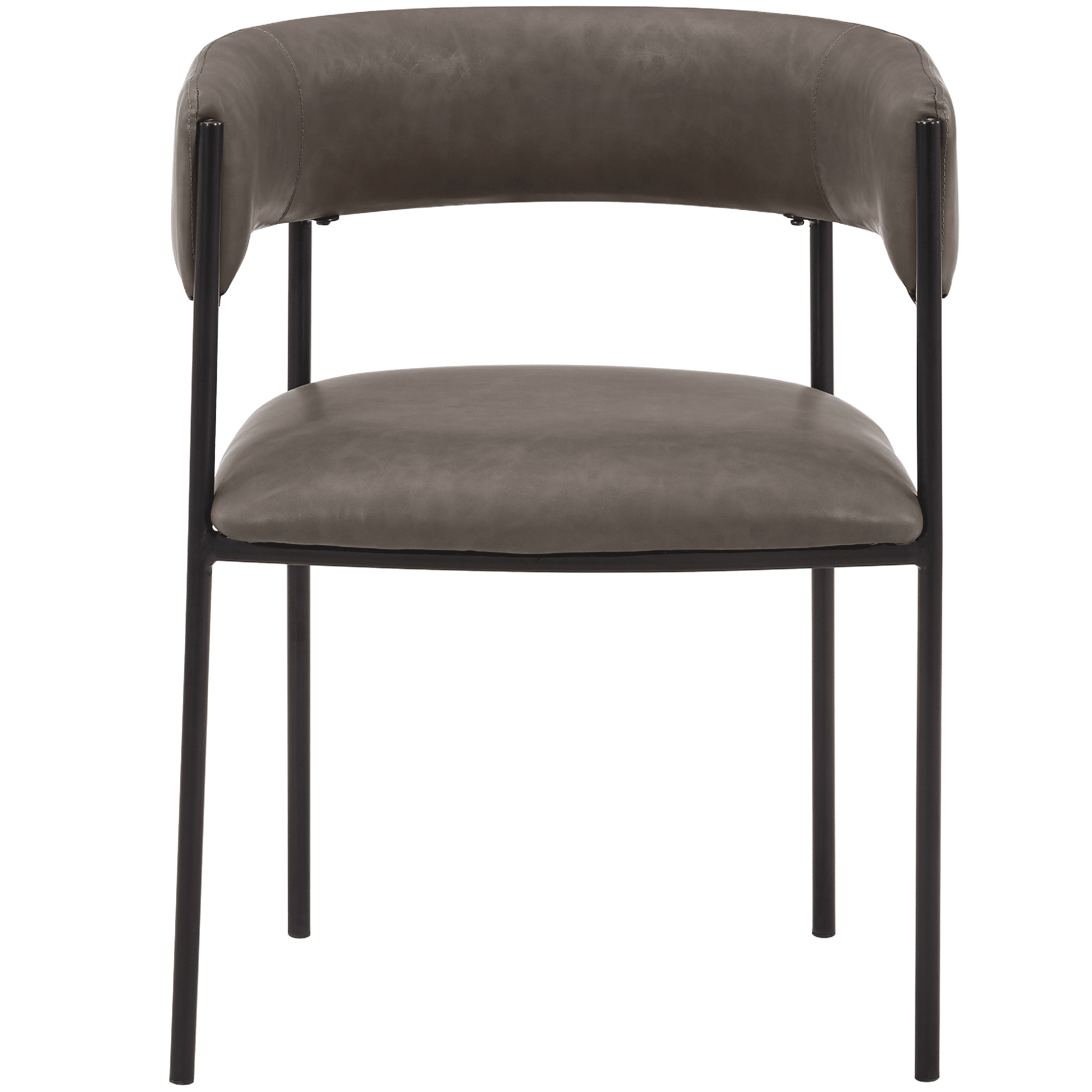Cyril Dining Chair in Leather or Velvet with Open Back Design and Powder-Coated Iron Frame Charcoal Dining Chair Leisuremod