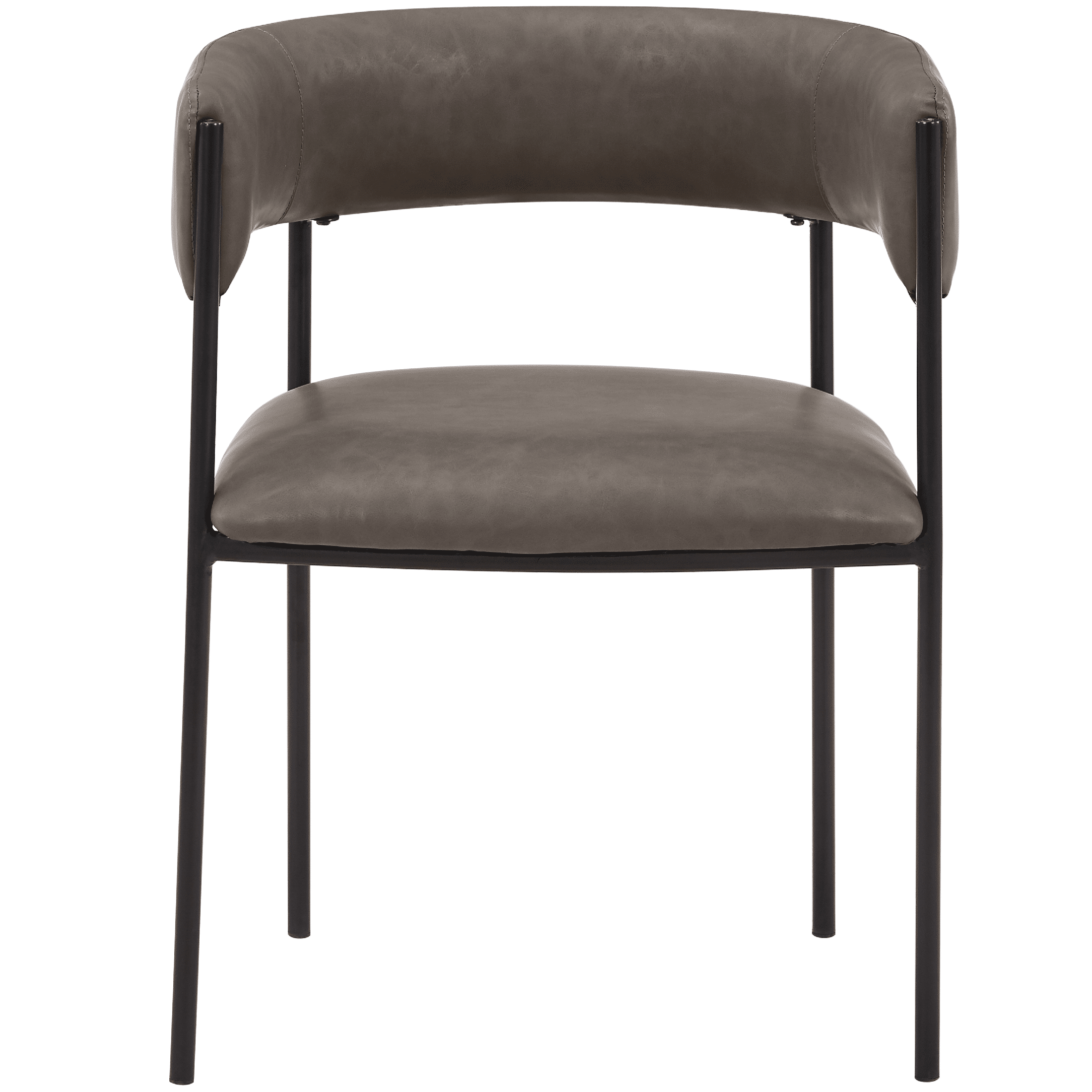 Cyril Dining Chair in Leather or Velvet with Open Back Design and Powder-Coated Iron Frame Charcoal Dining Chair Leisuremod
