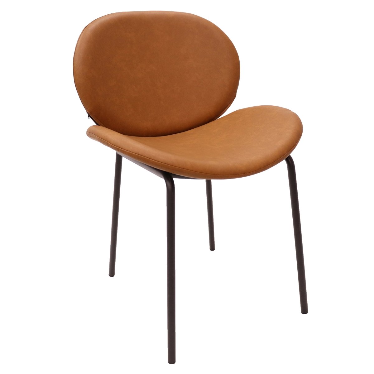 Servos Modern Dining Side Chair with Upholstered Seat and Powder Coated Iron Frame Dark Brown Dining Chair Leisuremod