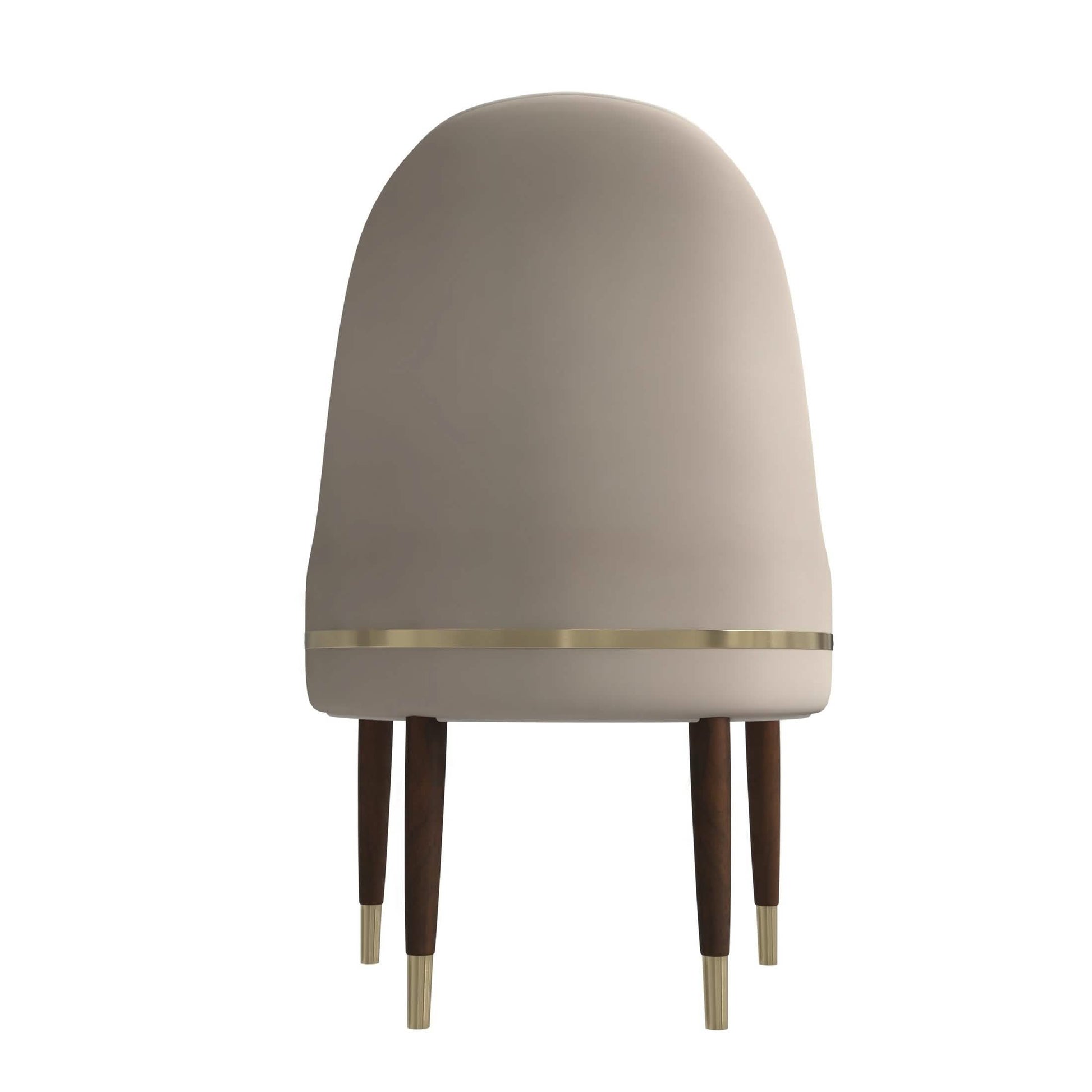 Elara Leather Dining Chair with Elegant Ripple Back and Gold Accents in Rubberwood Cream Dining Chair Leisuremod