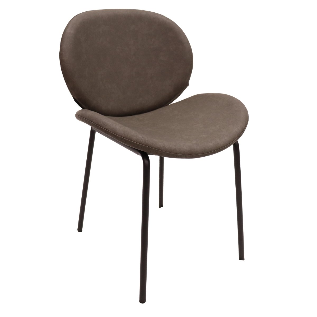 Servos Modern Dining Side Chair with Upholstered Seat and Powder Coated Iron Frame Elephant Grey Dining Chair Leisuremod