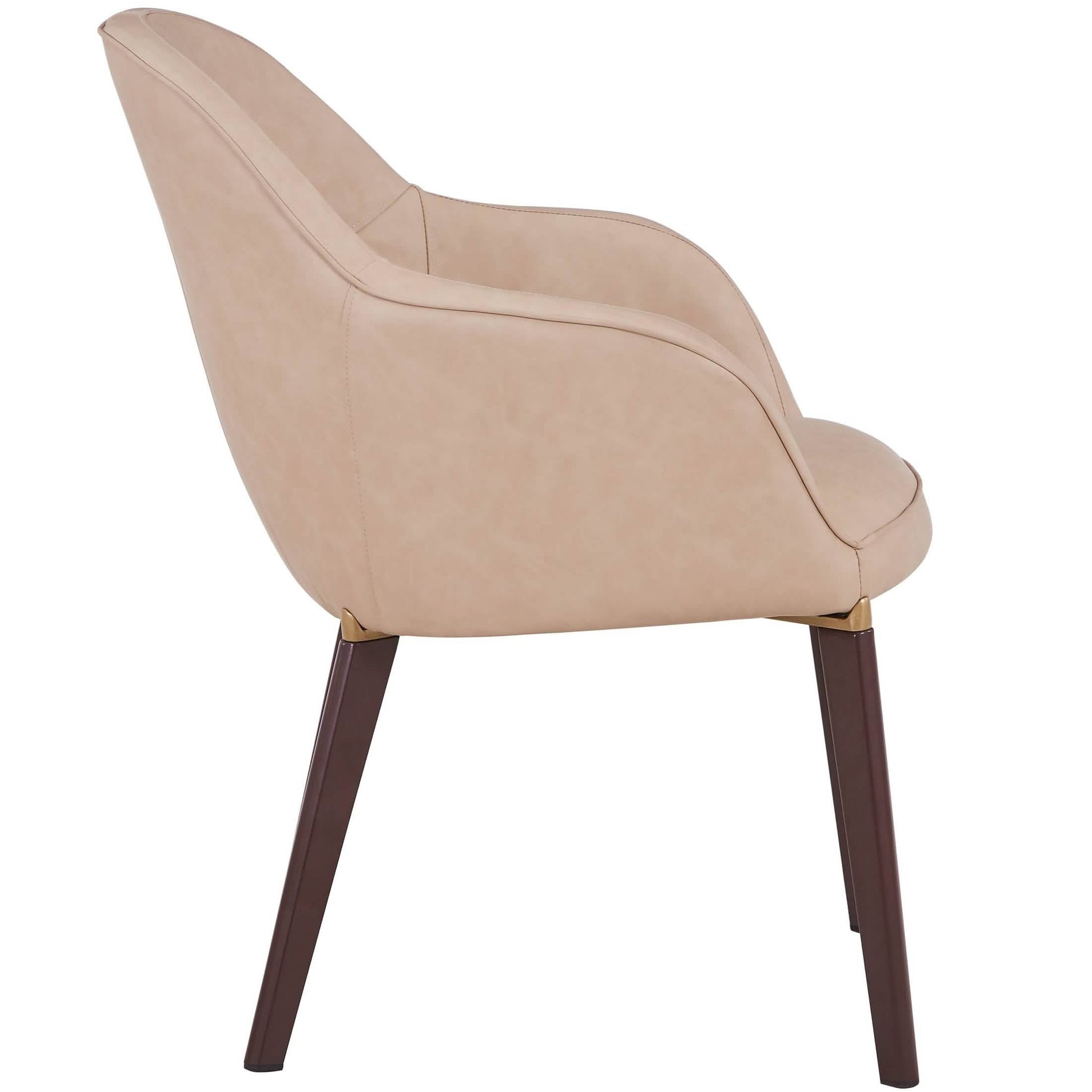 Elias Dining Chair Upholstered in Leather/Velvet and Powder Coated Legs Velvet Light Taupe Dining Chair Leisuremod