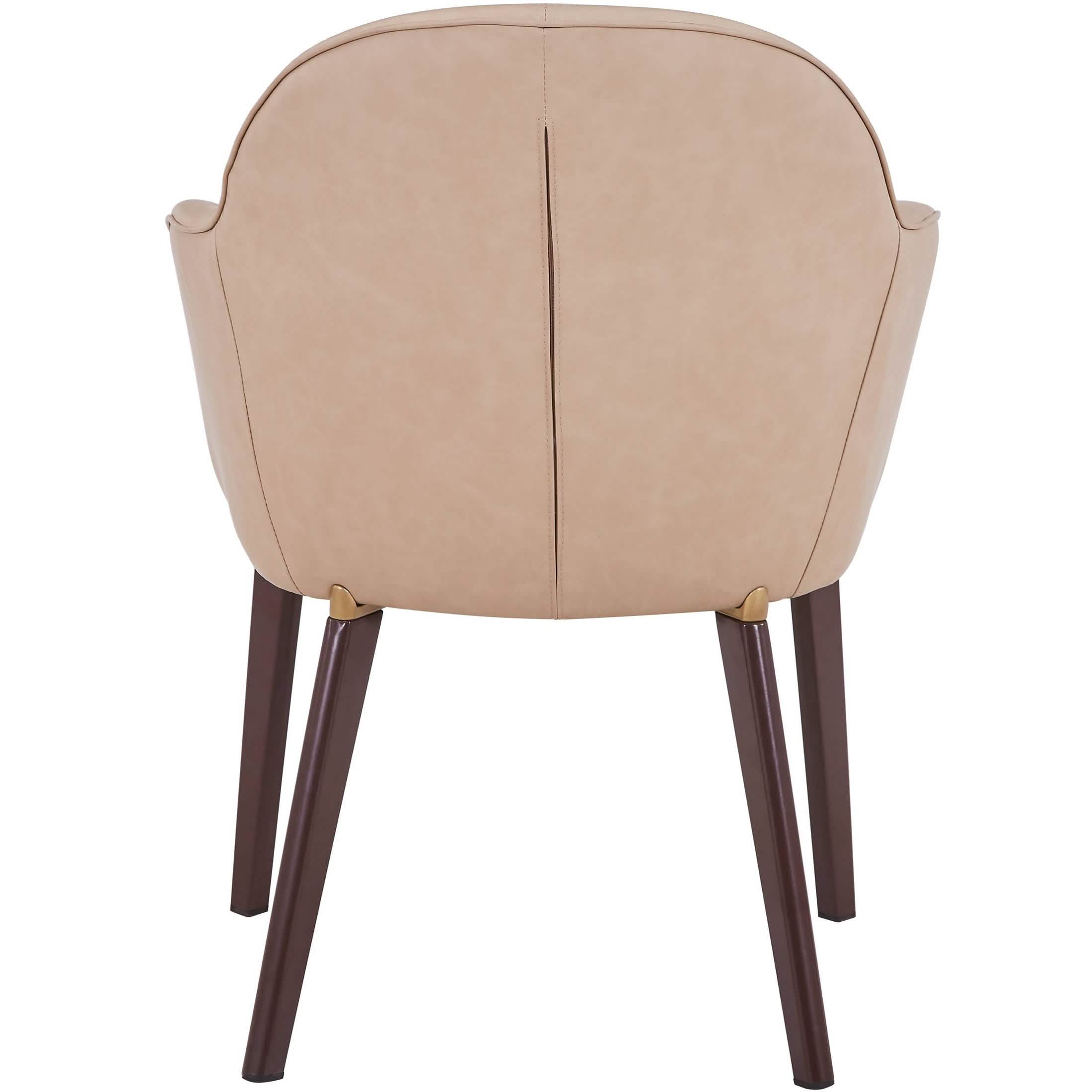 Elias Dining Chair Upholstered in Leather/Velvet and Powder Coated Legs Velvet Light Taupe Dining Chair Leisuremod