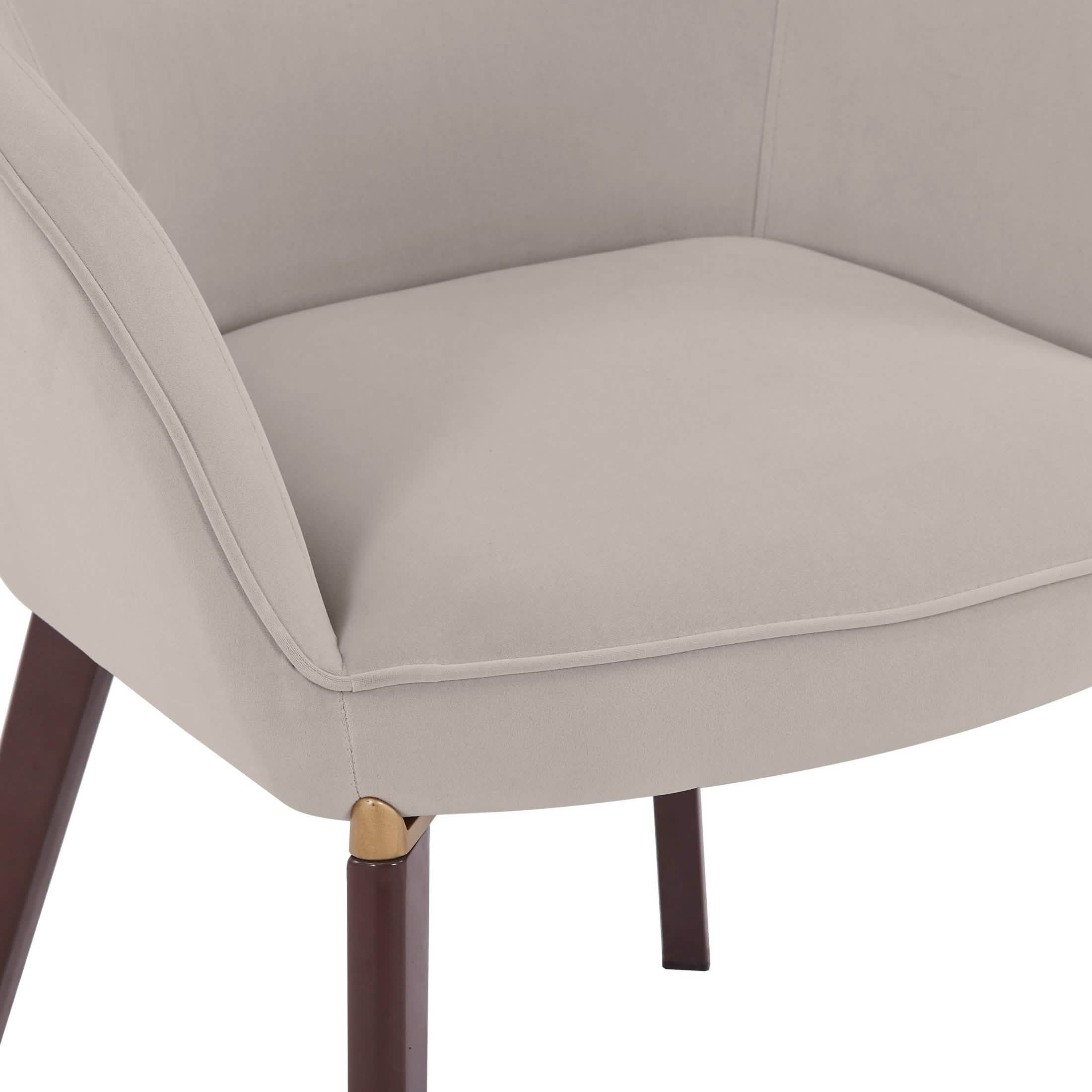 Elias Dining Chair Upholstered in Leather/Velvet and Powder Coated Legs Velvet Light Grey Dining Chair Leisuremod