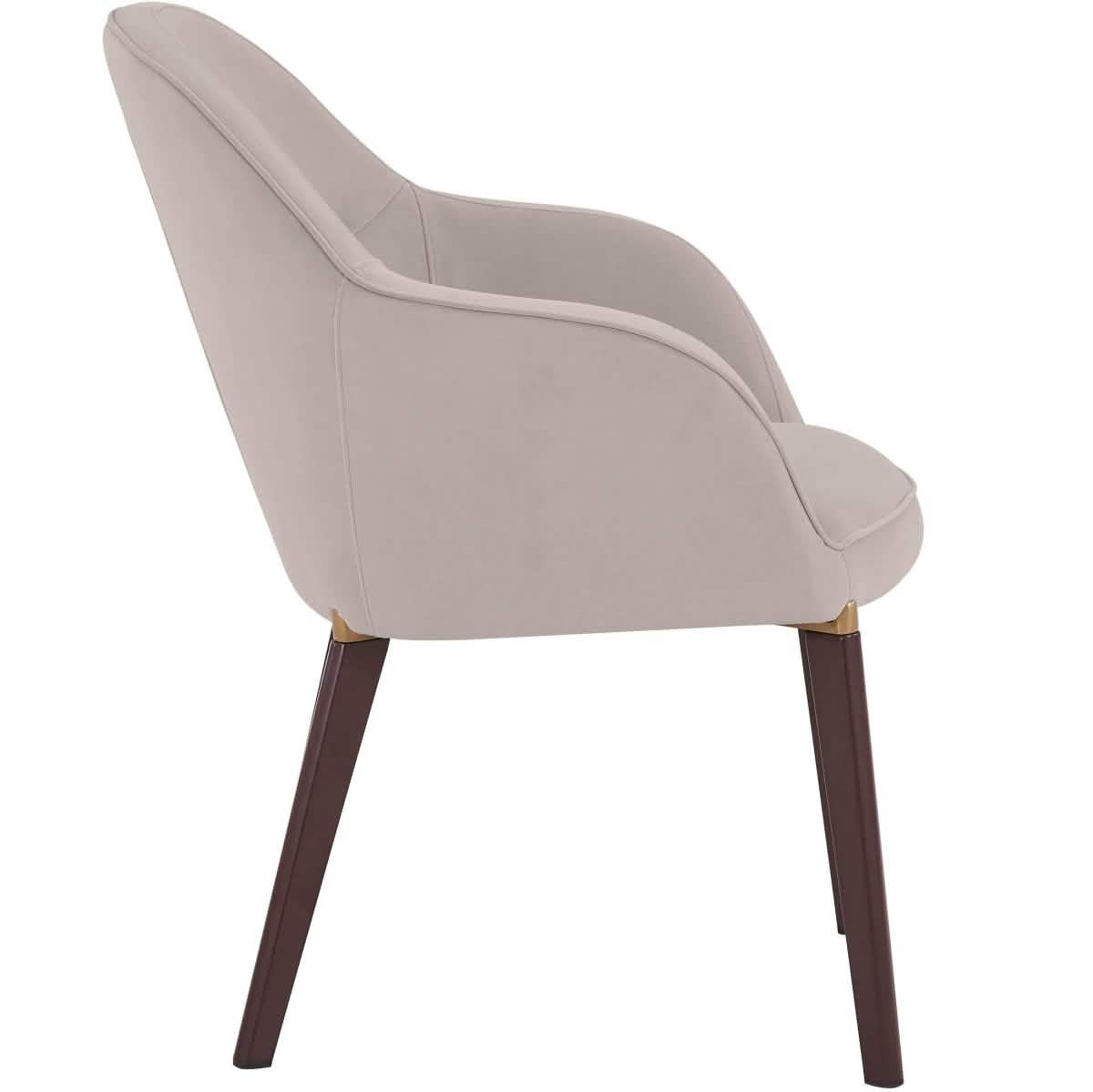Elias Dining Chair Upholstered in Leather/Velvet and Powder Coated Legs Velvet Light Grey Dining Chair Leisuremod
