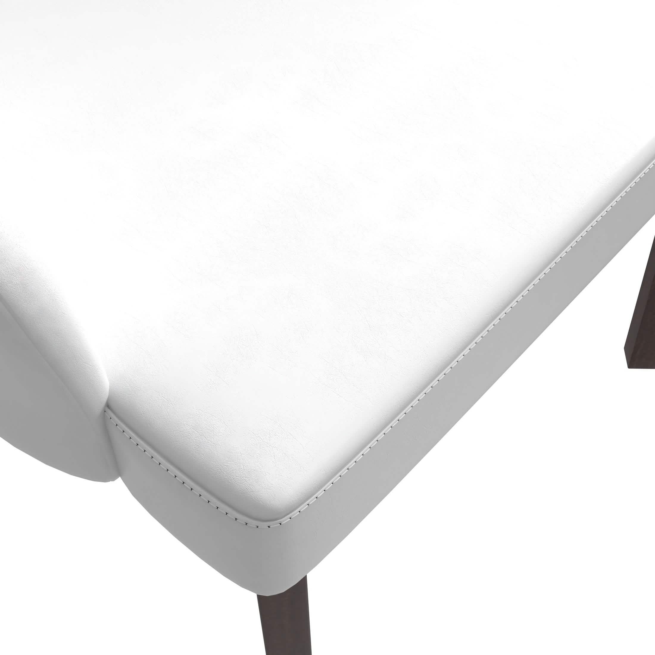 Ethos Leather Dining Chairs with Curved Open Back in Rubberwood White Dining Chair Leisuremod