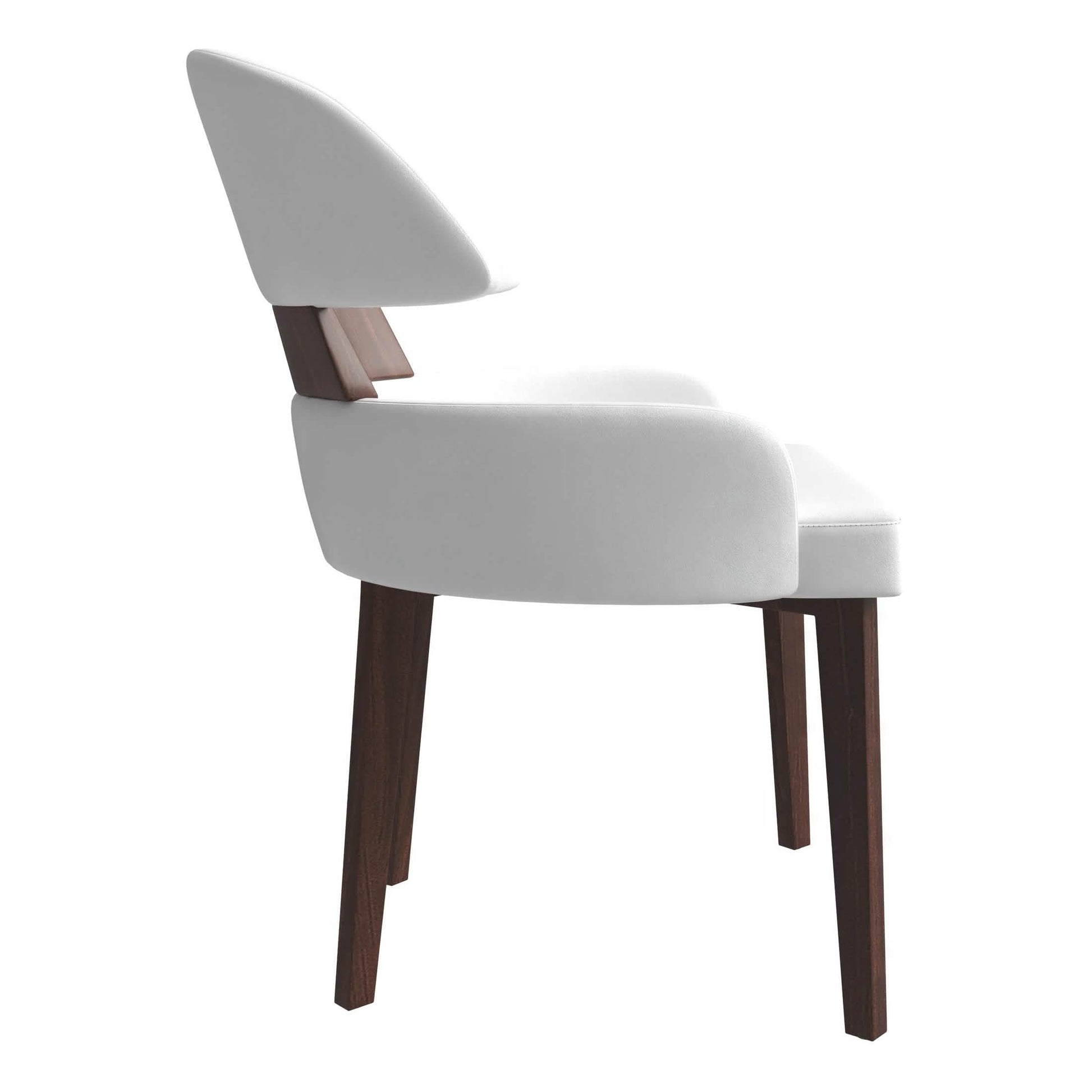 Ethos Leather Dining Chairs with Curved Open Back in Rubberwood White Dining Chair Leisuremod