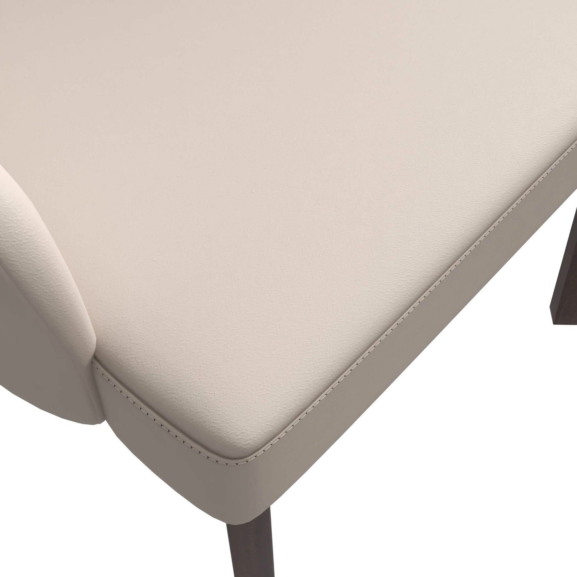 Ethos Leather Dining Chairs with Curved Open Back in Rubberwood Taupe Dining Chair Leisuremod