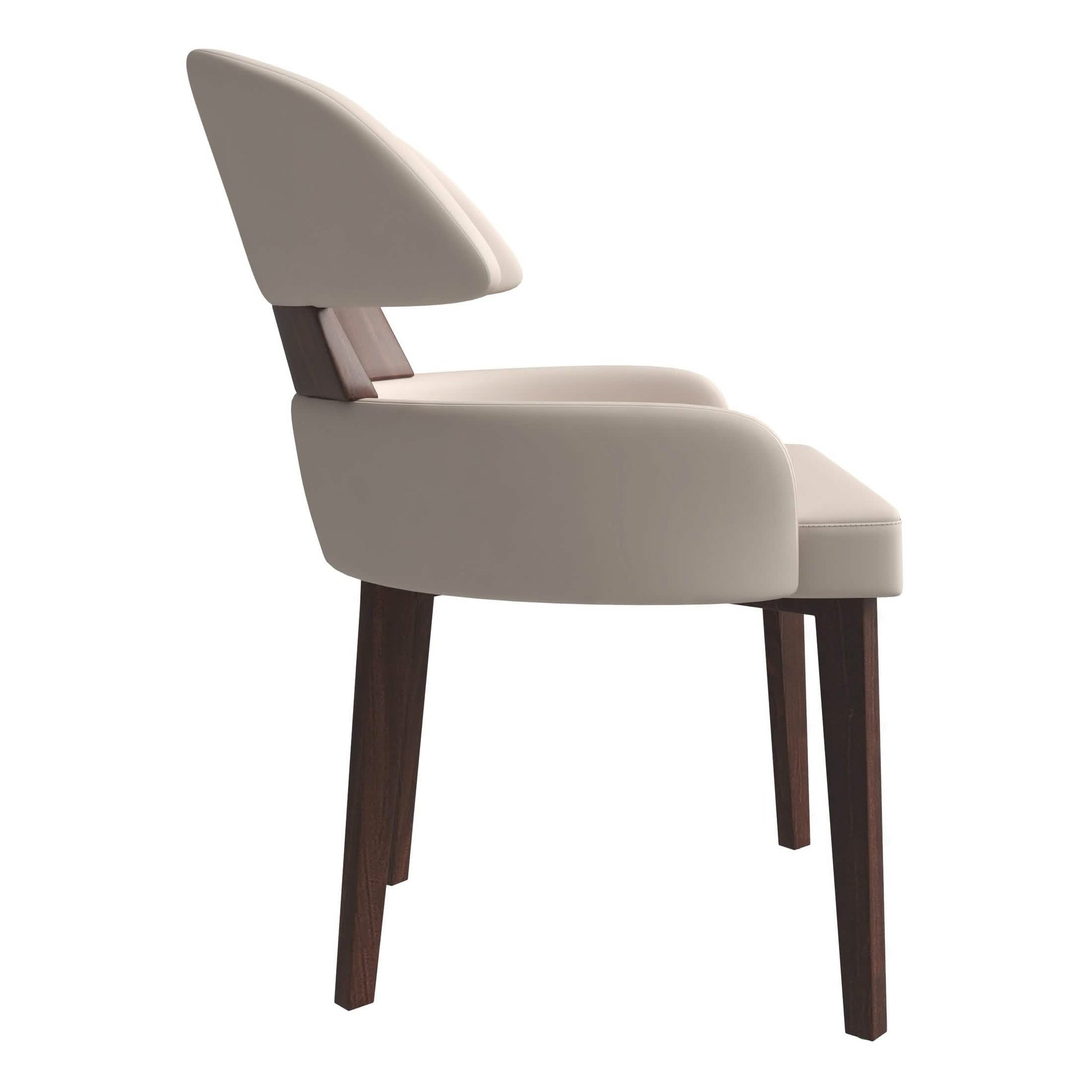 Ethos Leather Dining Chairs with Curved Open Back in Rubberwood Taupe Dining Chair Leisuremod