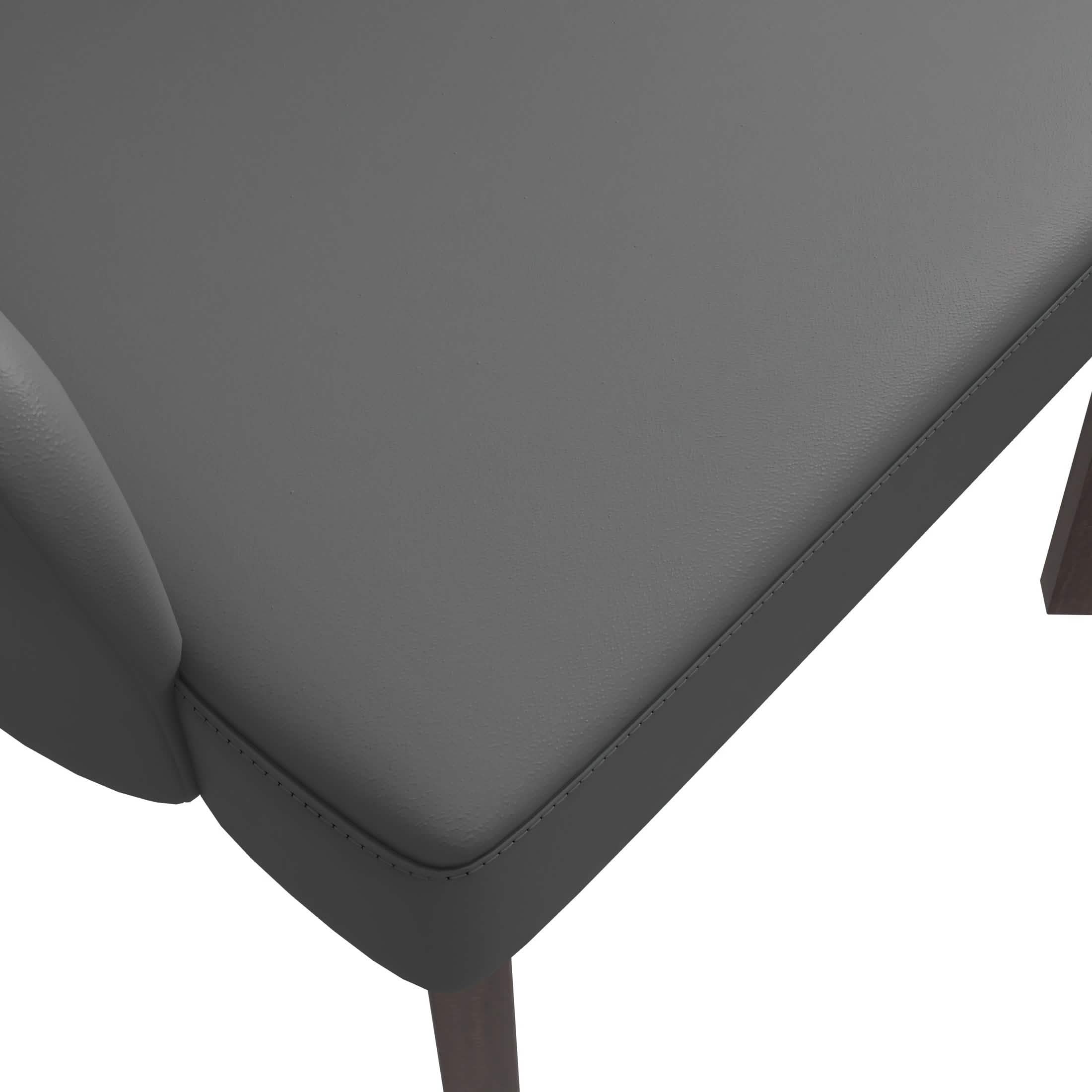 Ethos Leather Dining Chairs with Curved Open Back in Rubberwood Grey Dining Chair Leisuremod