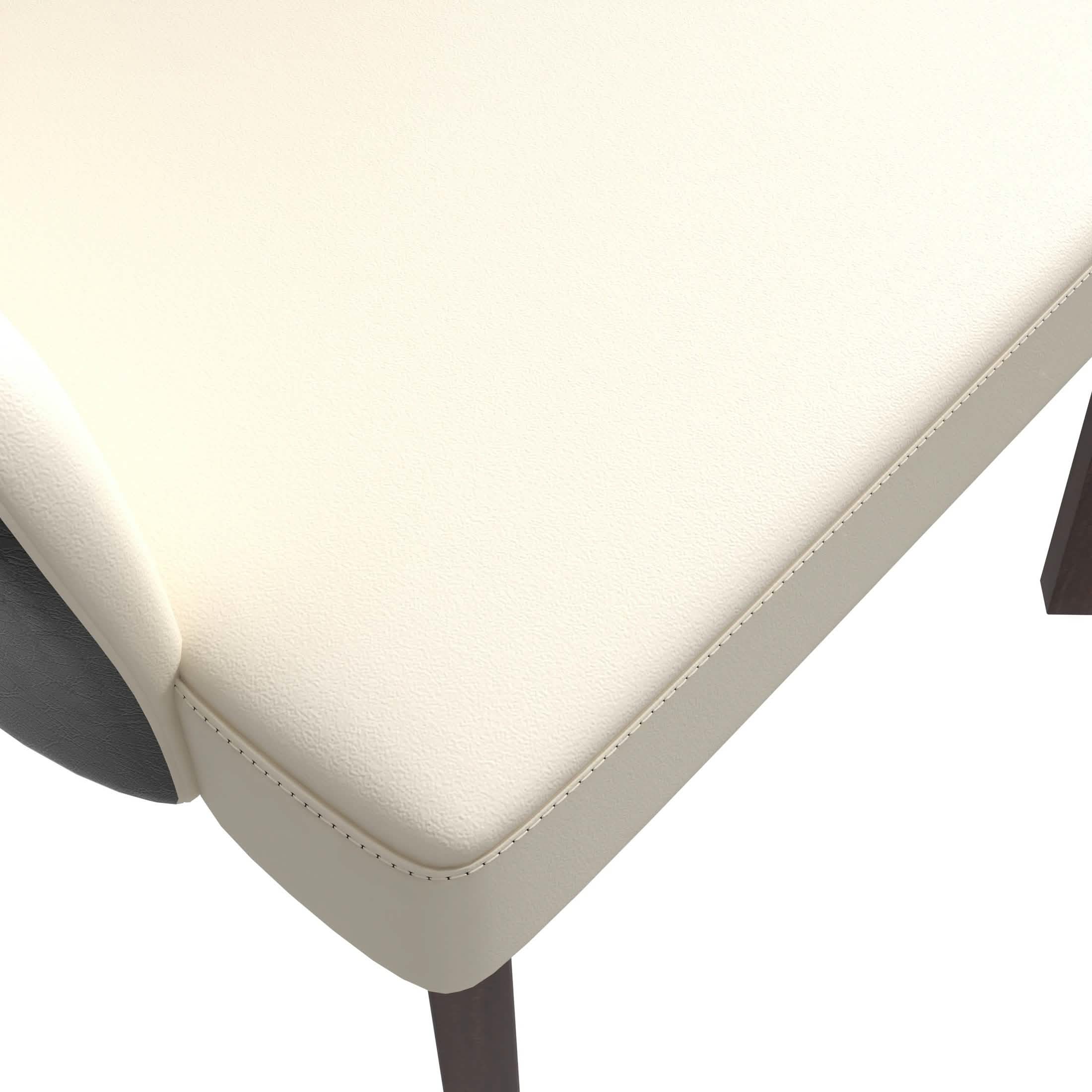 Ethos Leather Dining Chairs with Curved Open Back in Rubberwood Black Cream Dining Chair Leisuremod