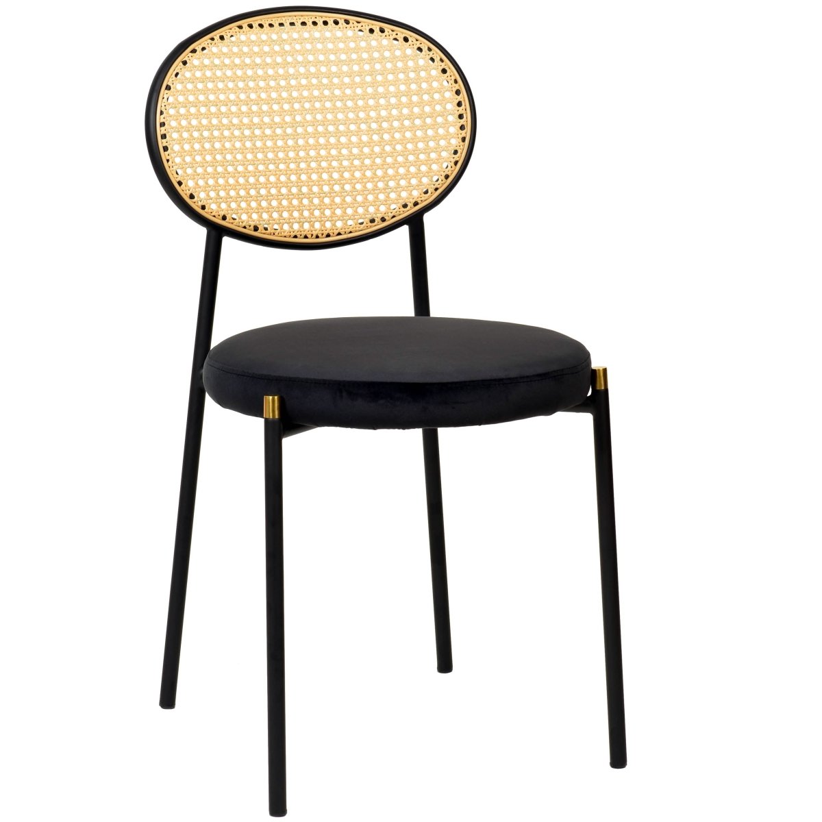 Euston Modern Upholstered Dining Chair with Round Wicker/Velvet Back Style Black Wicker Beige Dining Chair Leisuremod