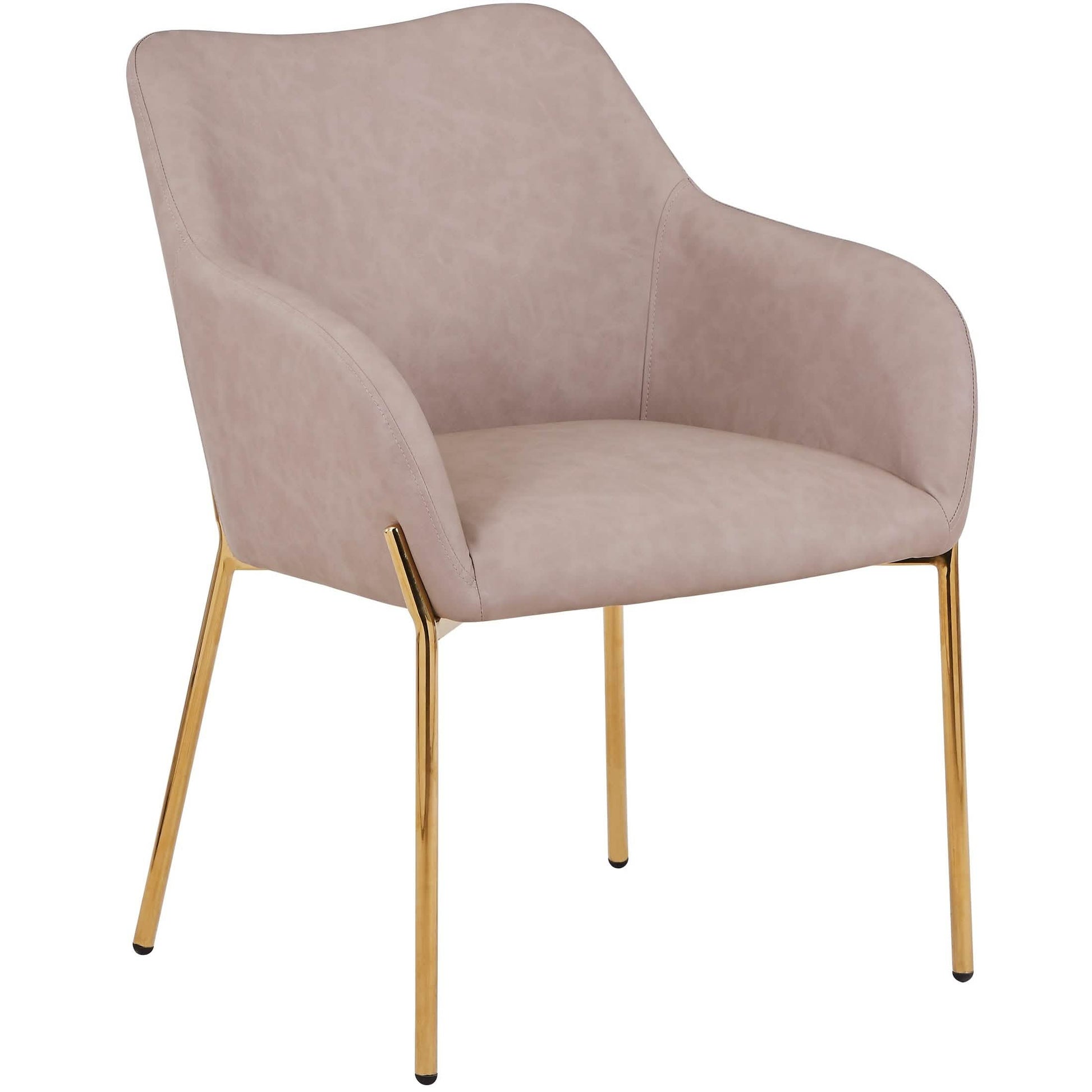 Zaire Upholsters Dining Chair in Velvet/Leather/Boucle with Gold Chrome Iron Fabric Taupe Dining Chair Leisuremod