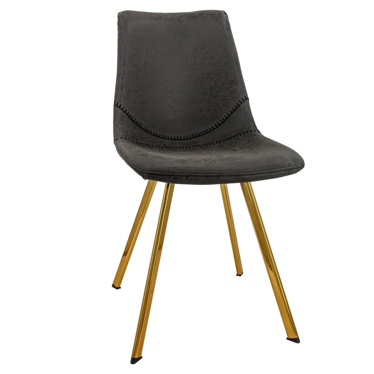 Markley Leather Dining Chair With Black/Gold Metal Legs Gold Charcoal Black Dining Chair Leisuremod