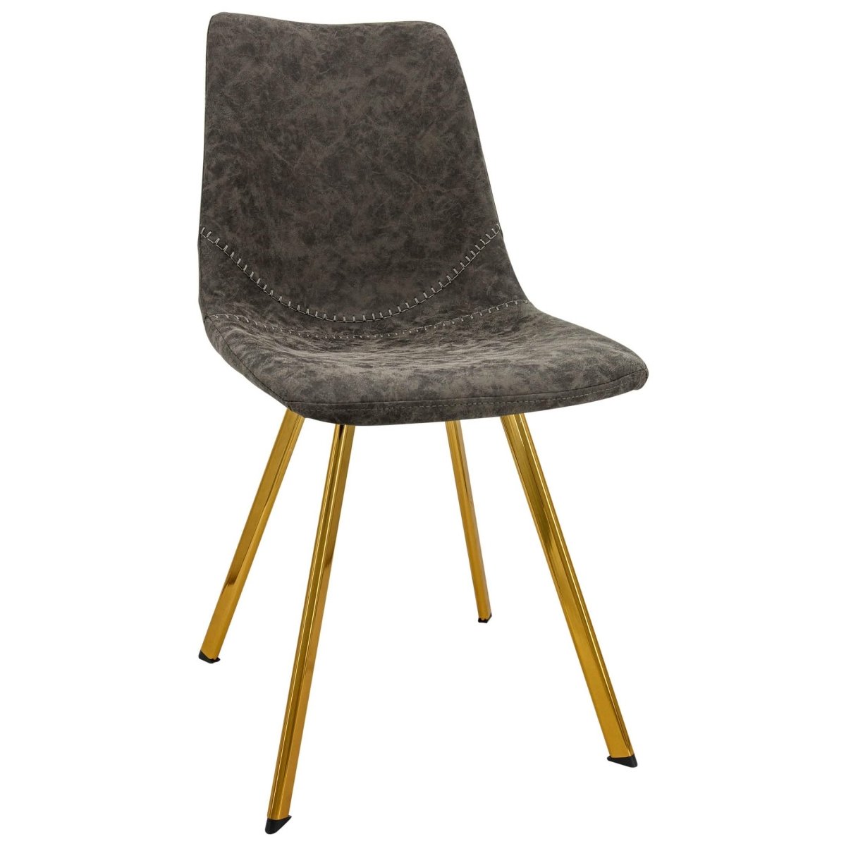 Markley Leather Dining Chair With Black/Gold Metal Legs Gold Grey Dining Chair Leisuremod