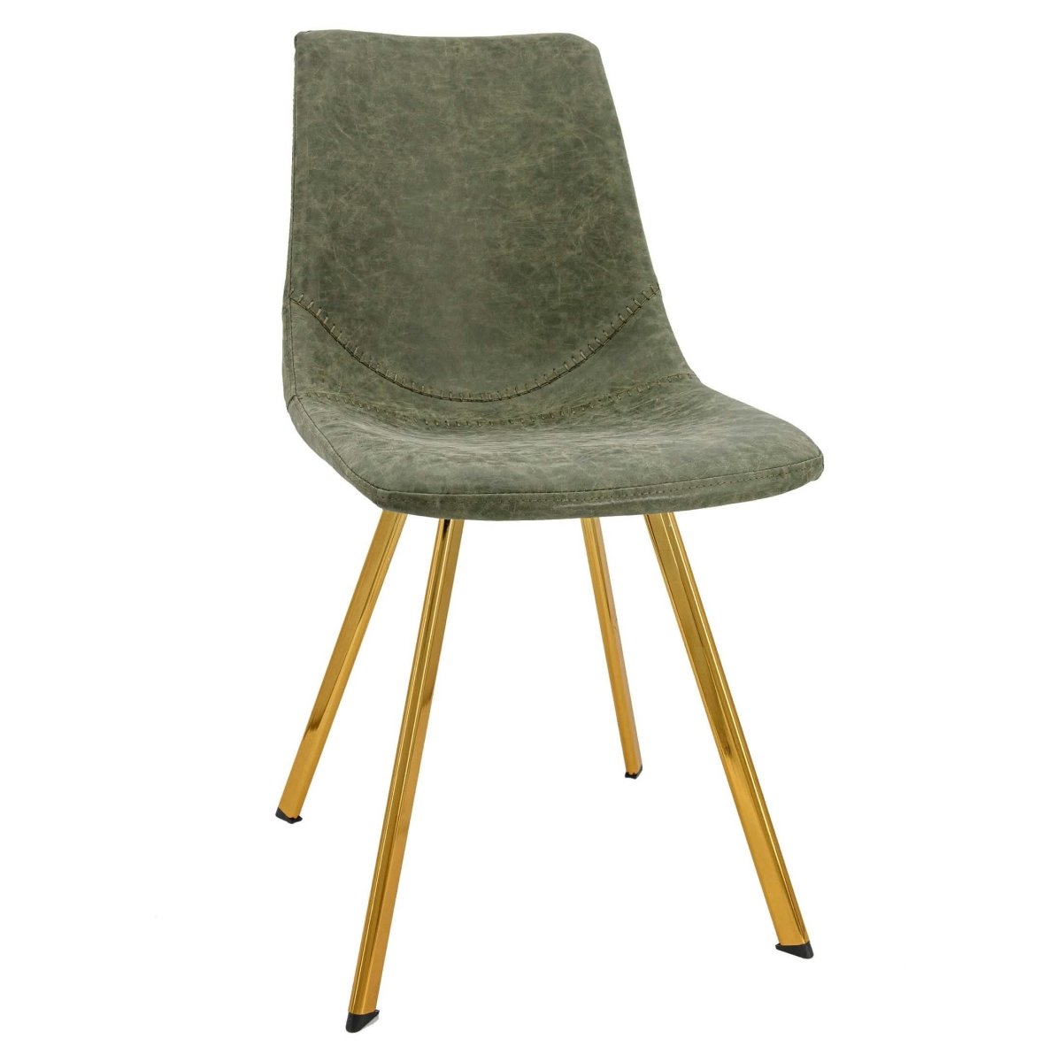 Markley Leather Dining Chair With Black/Gold Metal Legs Gold Olive Green Dining Chair Leisuremod