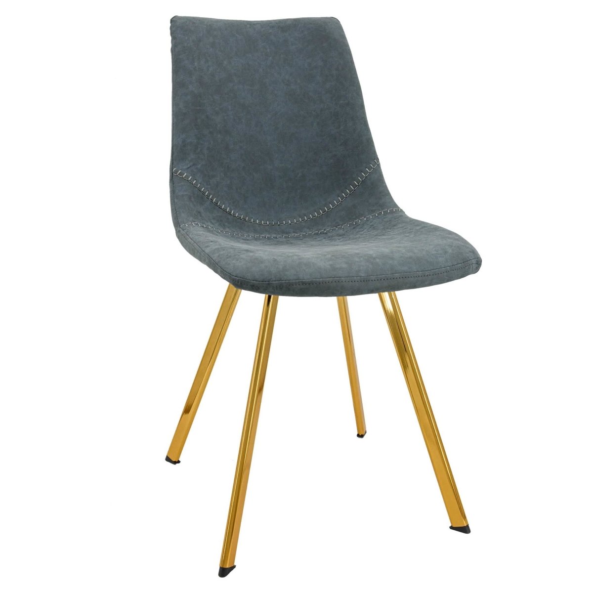 Markley Leather Dining Chair With Black/Gold Metal Legs Gold Peacock Blue Dining Chair Leisuremod