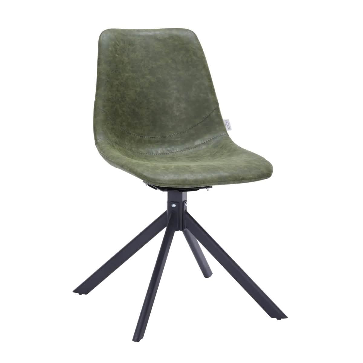 Markley Modern Leather Swival Dining Chair With Metal Legs Green Dining Chair Leisuremod