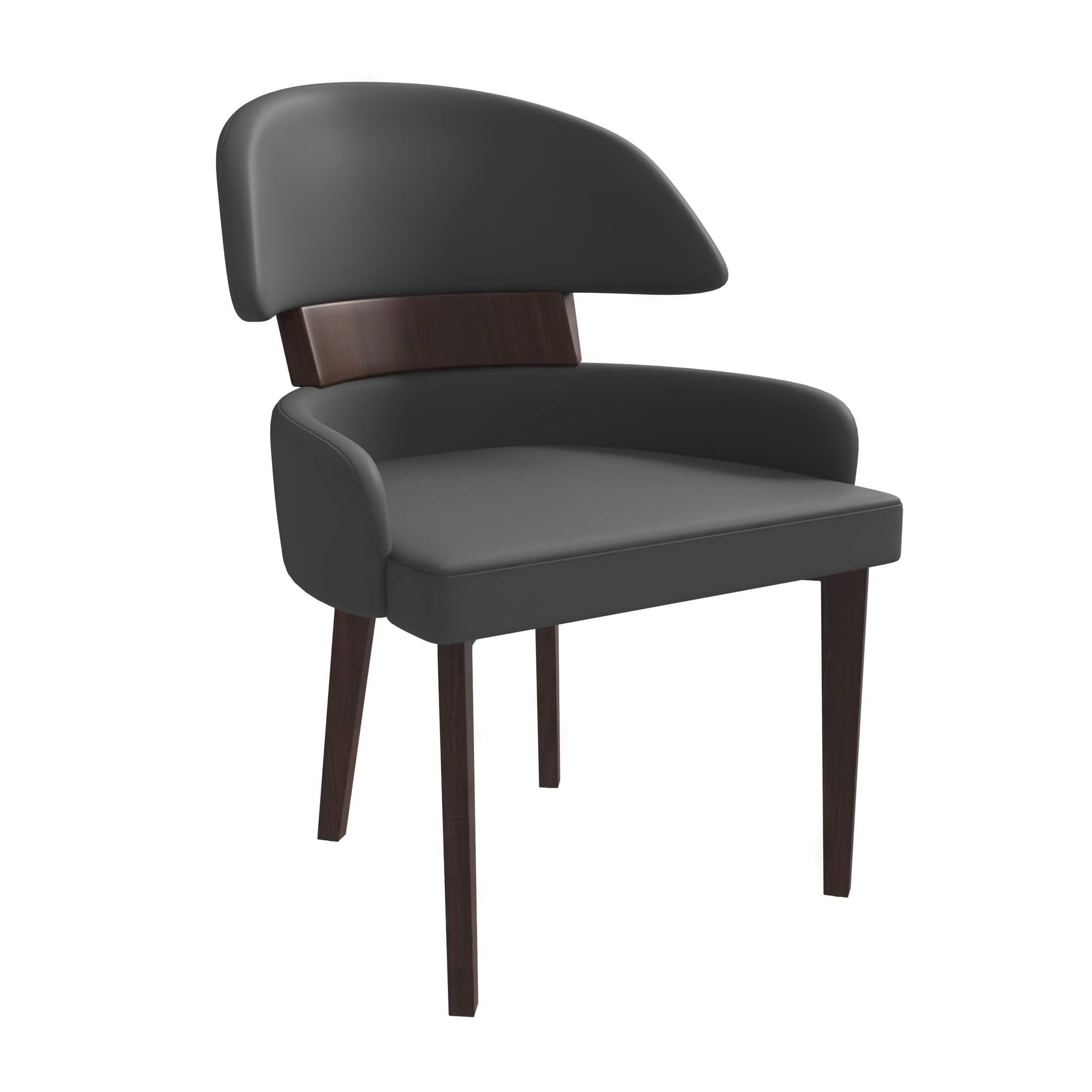 Ethos Leather Dining Chairs with Curved Open Back in Rubberwood Grey Dining Chair Leisuremod