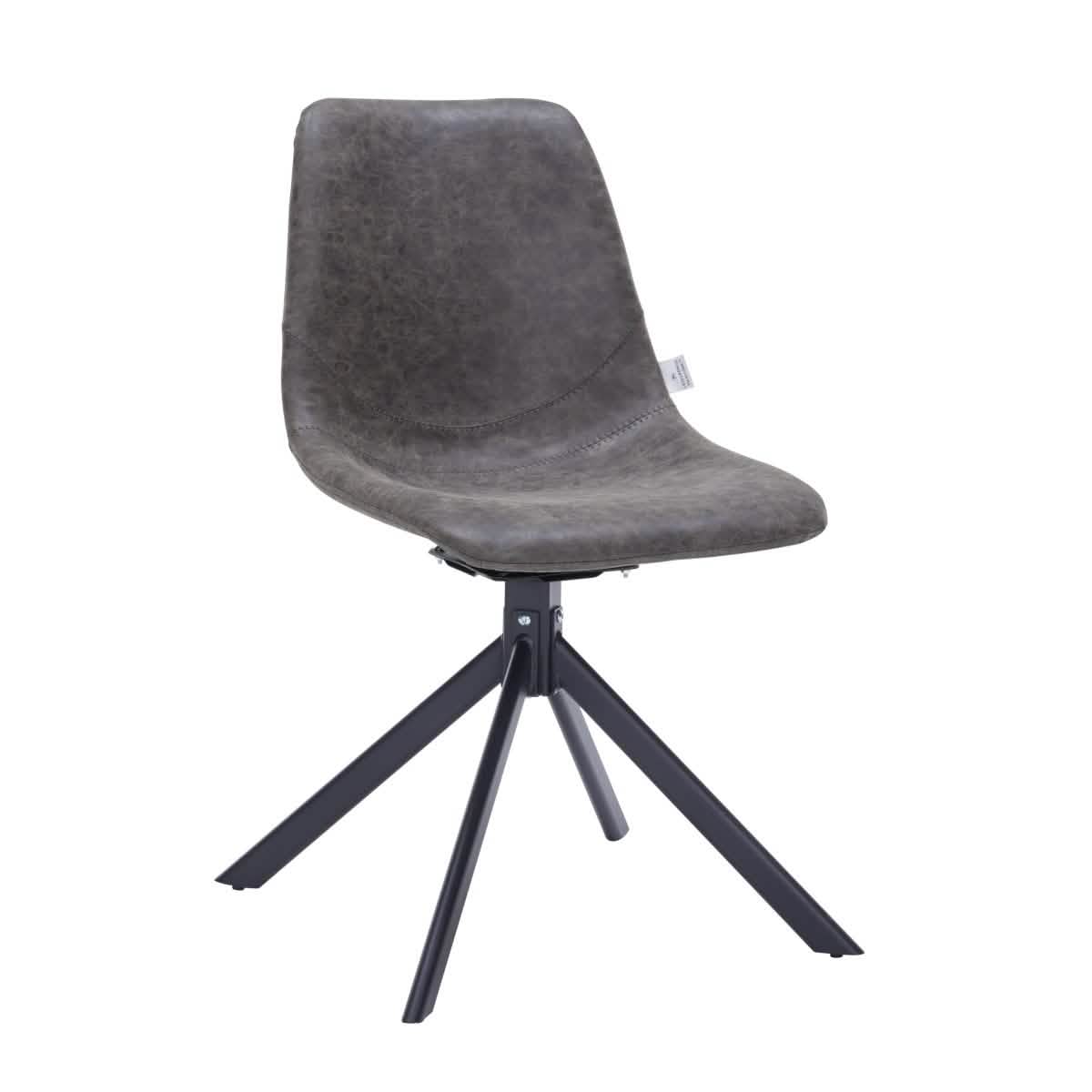 Markley Modern Leather Swival Dining Chair With Metal Legs Grey Dining Chair Leisuremod