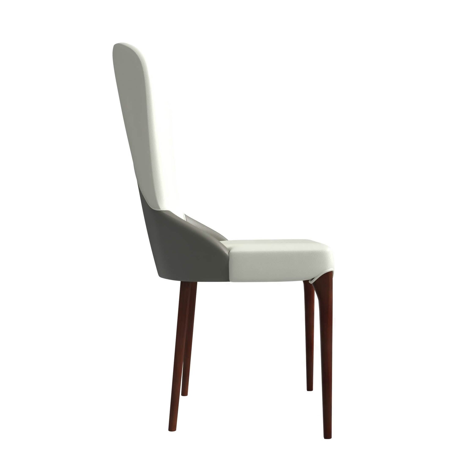 Havana Leather Dining Chair with a Two-Tone Color Design and Rubberwood Legs Toupe Dining Chair Leisuremod