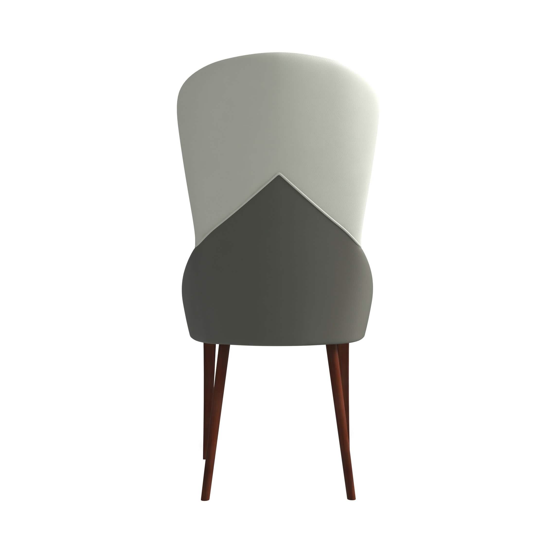 Havana Leather Dining Chair with a Two-Tone Color Design and Rubberwood Legs Toupe Dining Chair Leisuremod