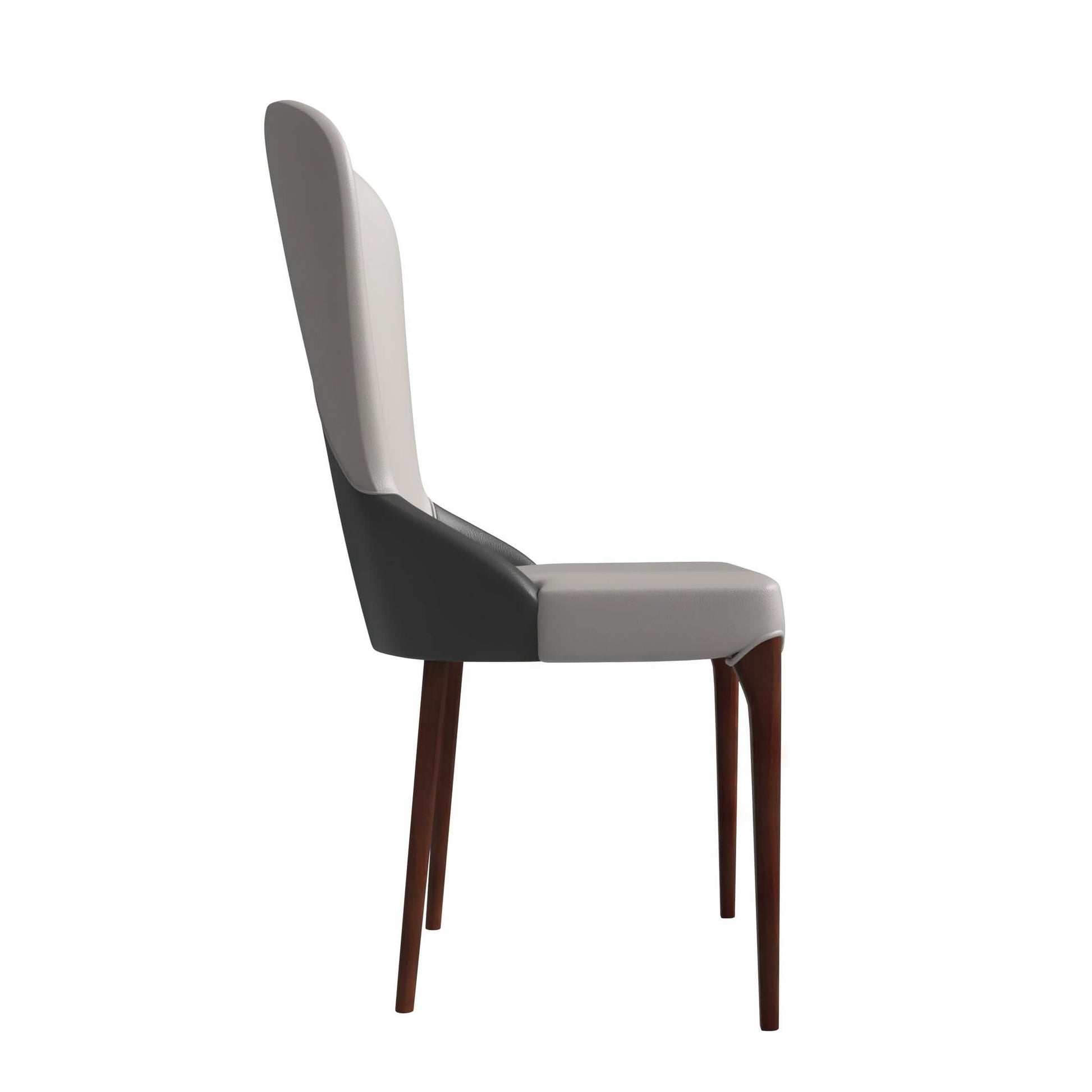Havana Leather Dining Chair with a Two-Tone Color Design and Rubberwood Legs Grey Dining Chair Leisuremod
