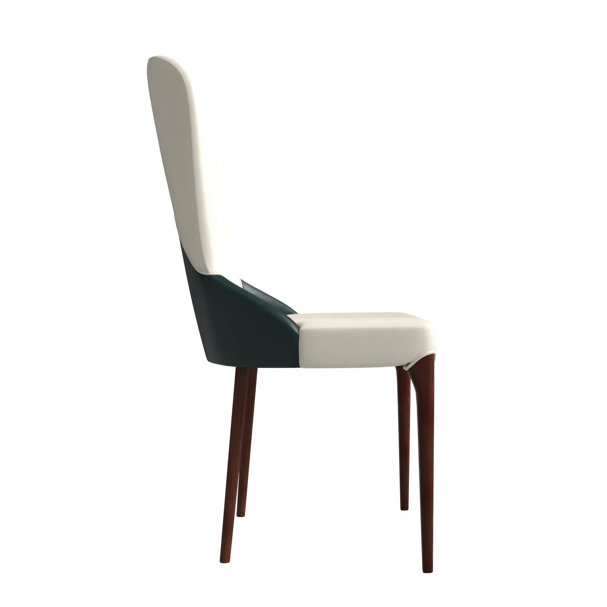 Havana Leather Dining Chair with a Two-Tone Color Design and Rubberwood Legs Green Dining Chair Leisuremod