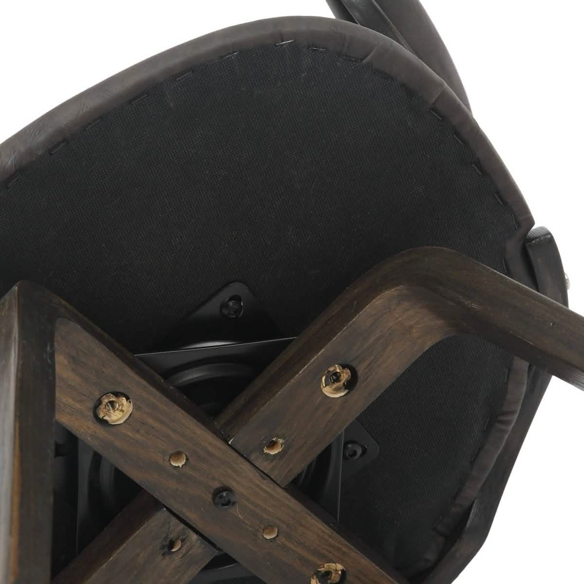 Klyne Modern Wooden Dining Chair Upholstered in Leather With Walnut Color Frame Dark Walnut Brown Dining Chair Leisuremod