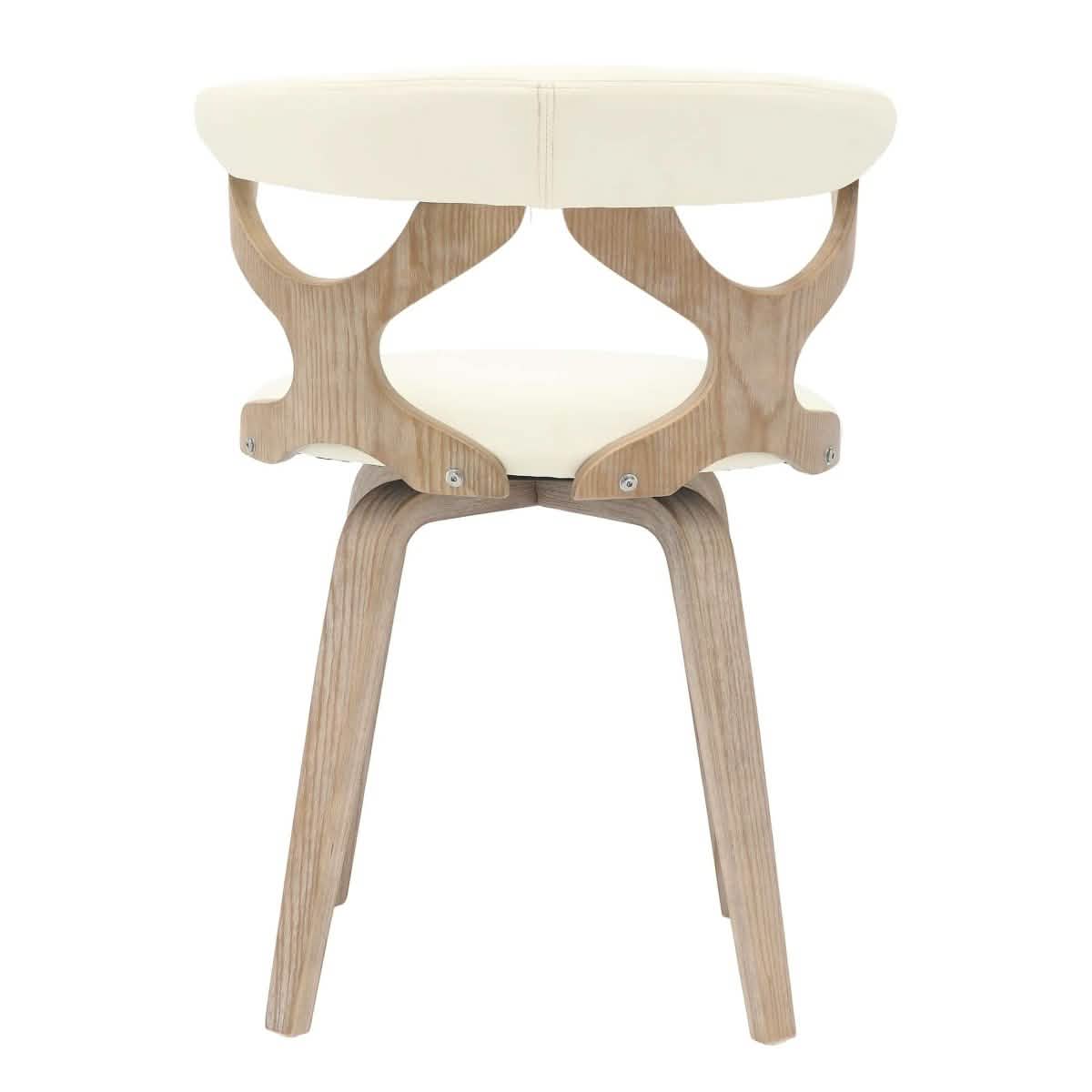 Klyne Modern Wooden Dining Chair Upholstered in Leather With Walnut Color Frame Washed Walnut White Dining Chair Leisuremod
