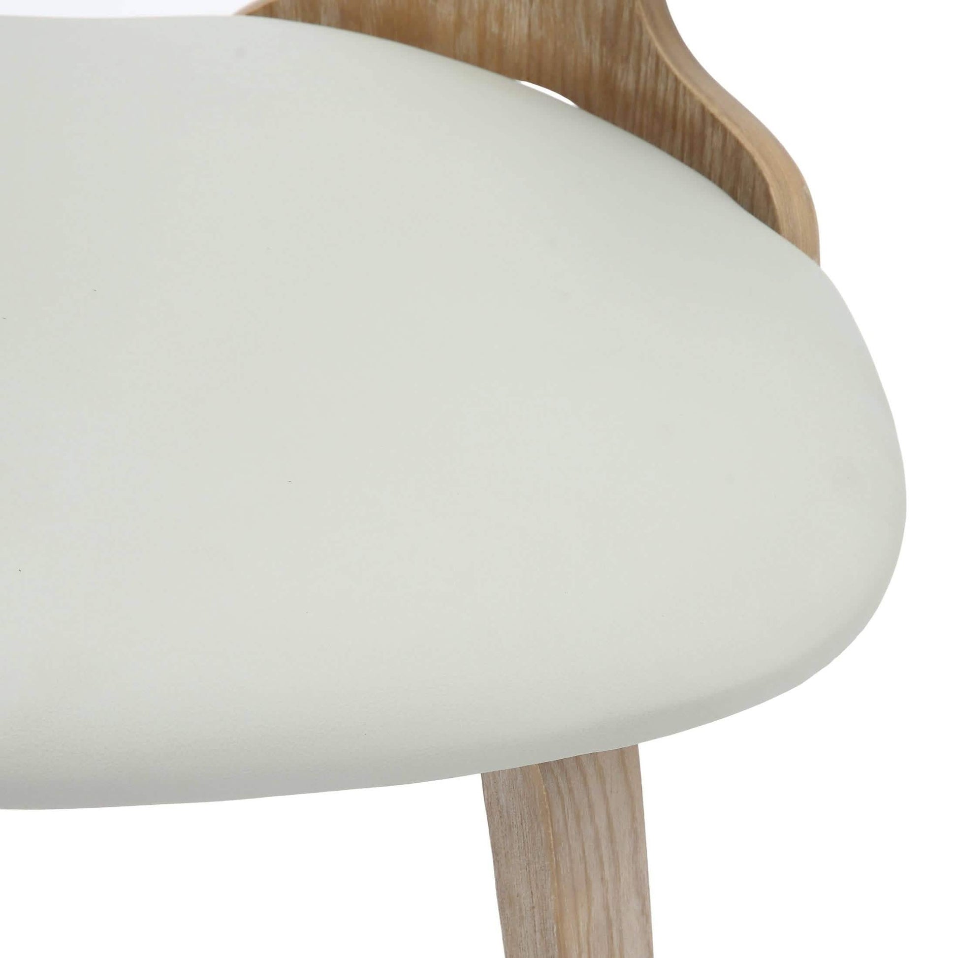 Klyne Modern Wooden Dining Chair Upholstered in Leather With Walnut Color Frame Washed Walnut Light-Grey Dining Chair Leisuremod