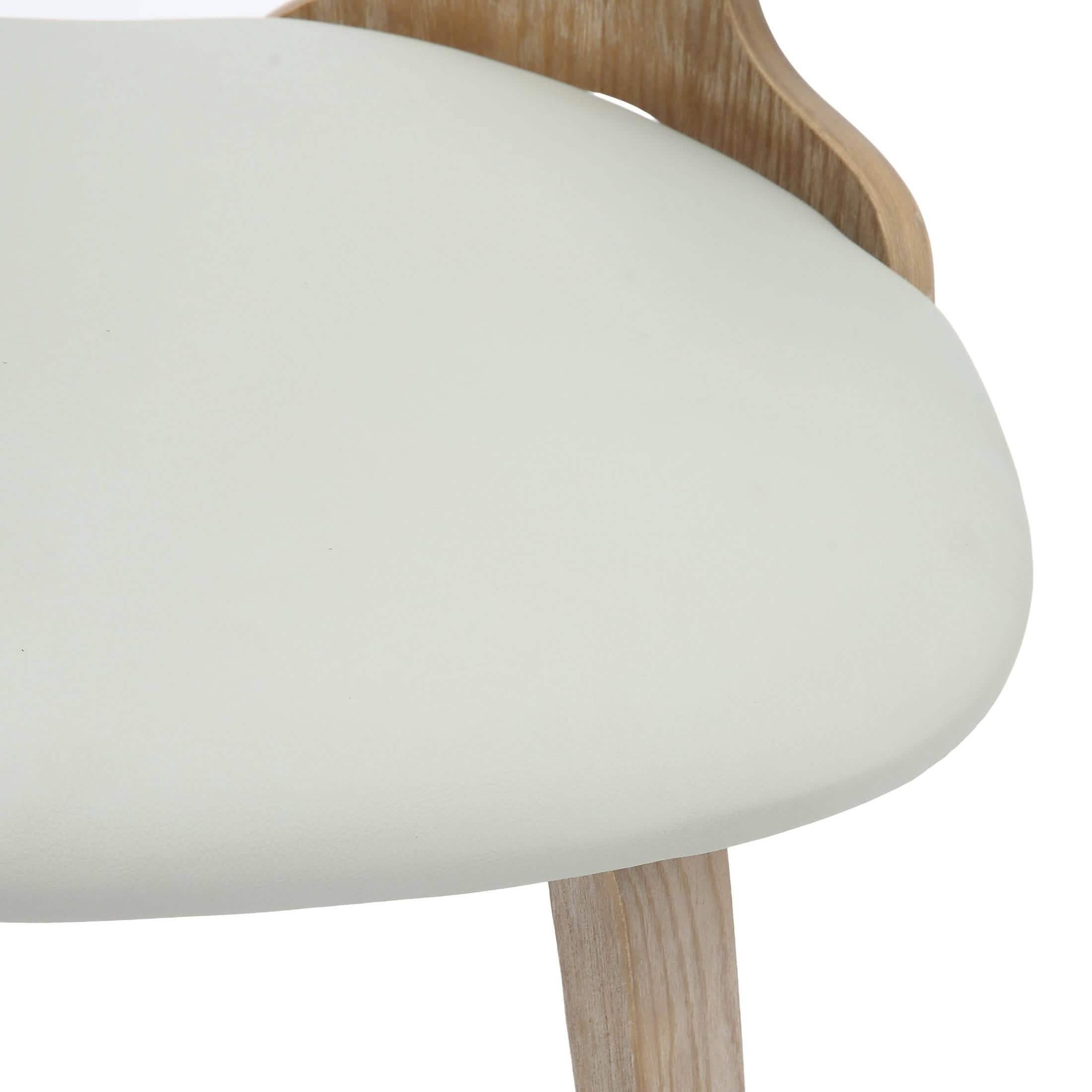 Klyne Modern Wooden Dining Chair Upholstered in Leather With Walnut Color Frame Washed Walnut Light-Grey Dining Chair Leisuremod