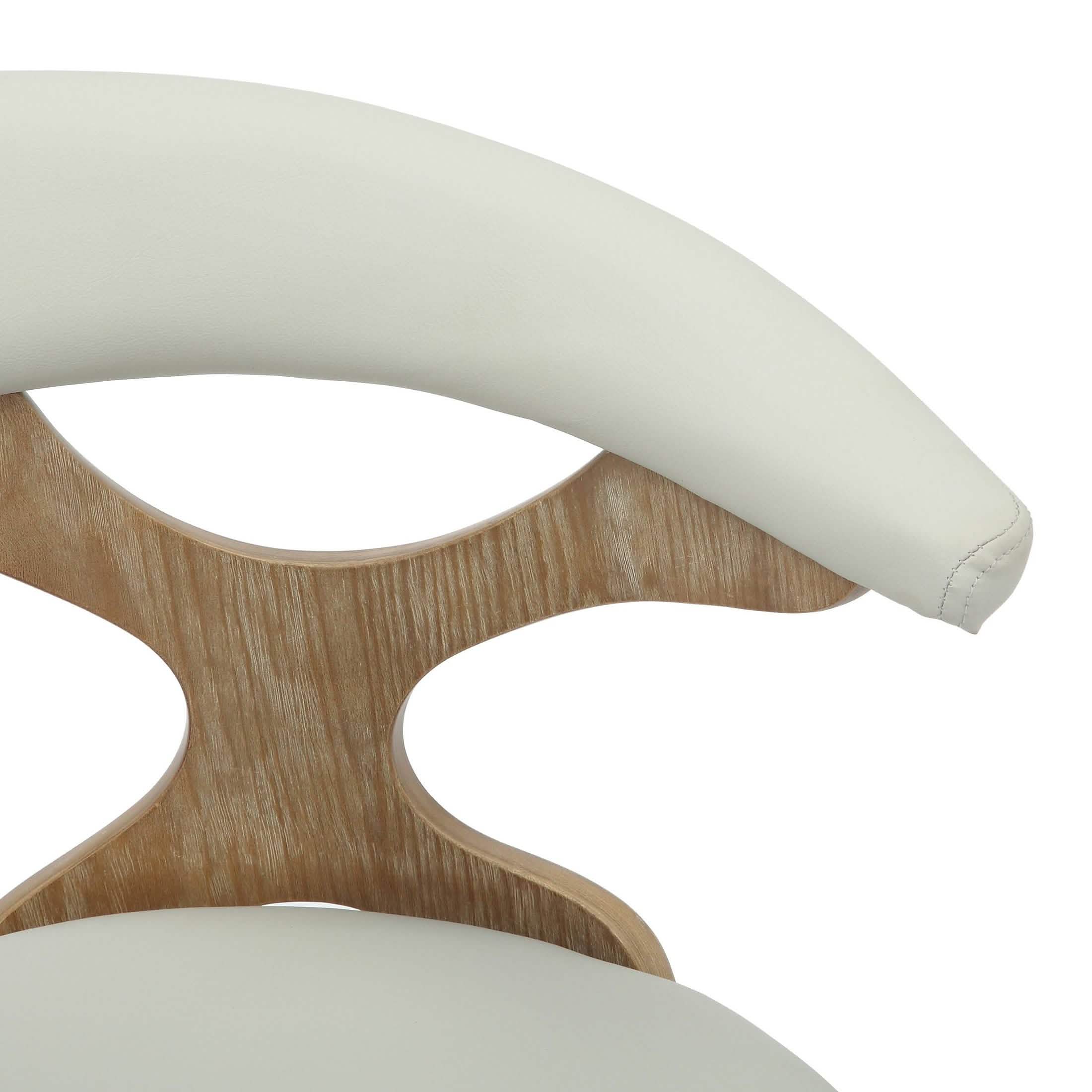 Klyne Modern Wooden Dining Chair Upholstered in Leather With Walnut Color Frame Washed Walnut Light-Grey Dining Chair Leisuremod