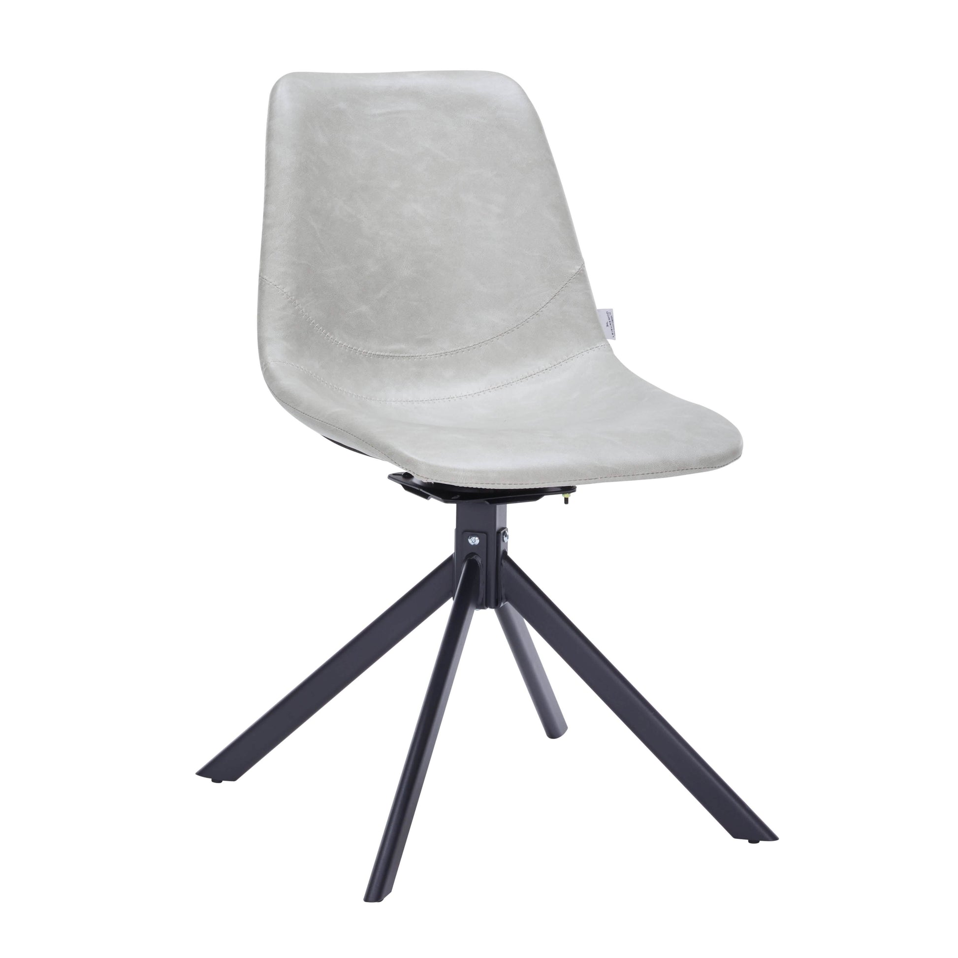 Markley Modern Leather Swival Dining Chair With Metal Legs Light Grey Dining Chair Leisuremod