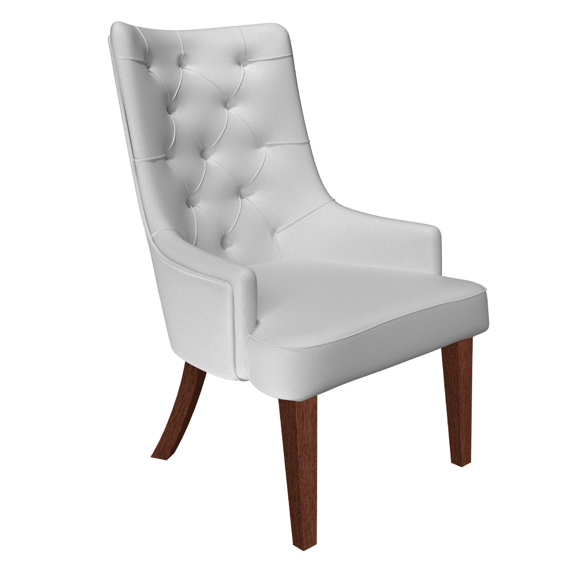 Spruce Dining Chair in Leather/Velvet with Diamond-Tufted Design and Rubberwood Legs Light Grey Dining Chair Leisuremod